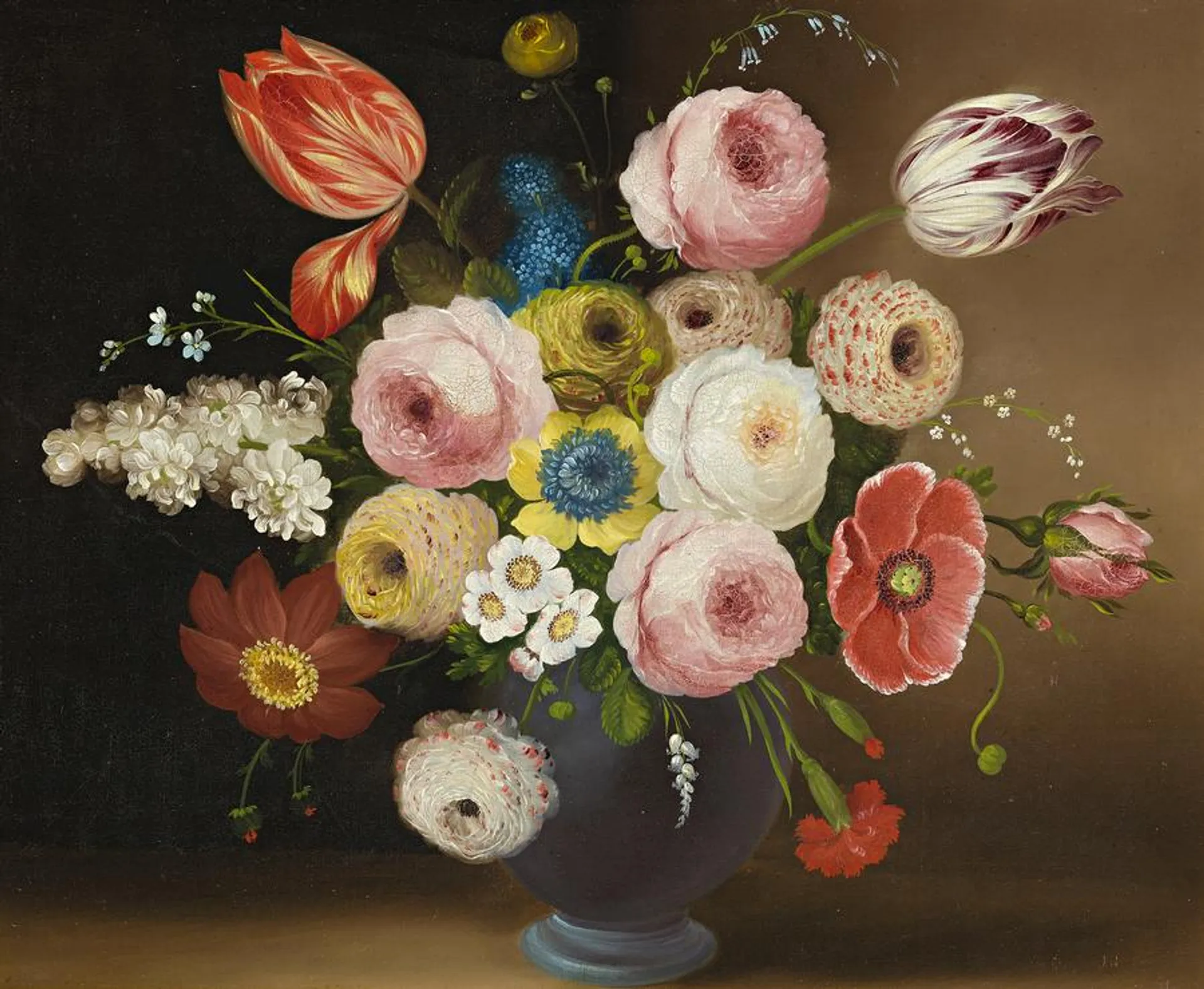 FLOWERS IN A BLUE JUG