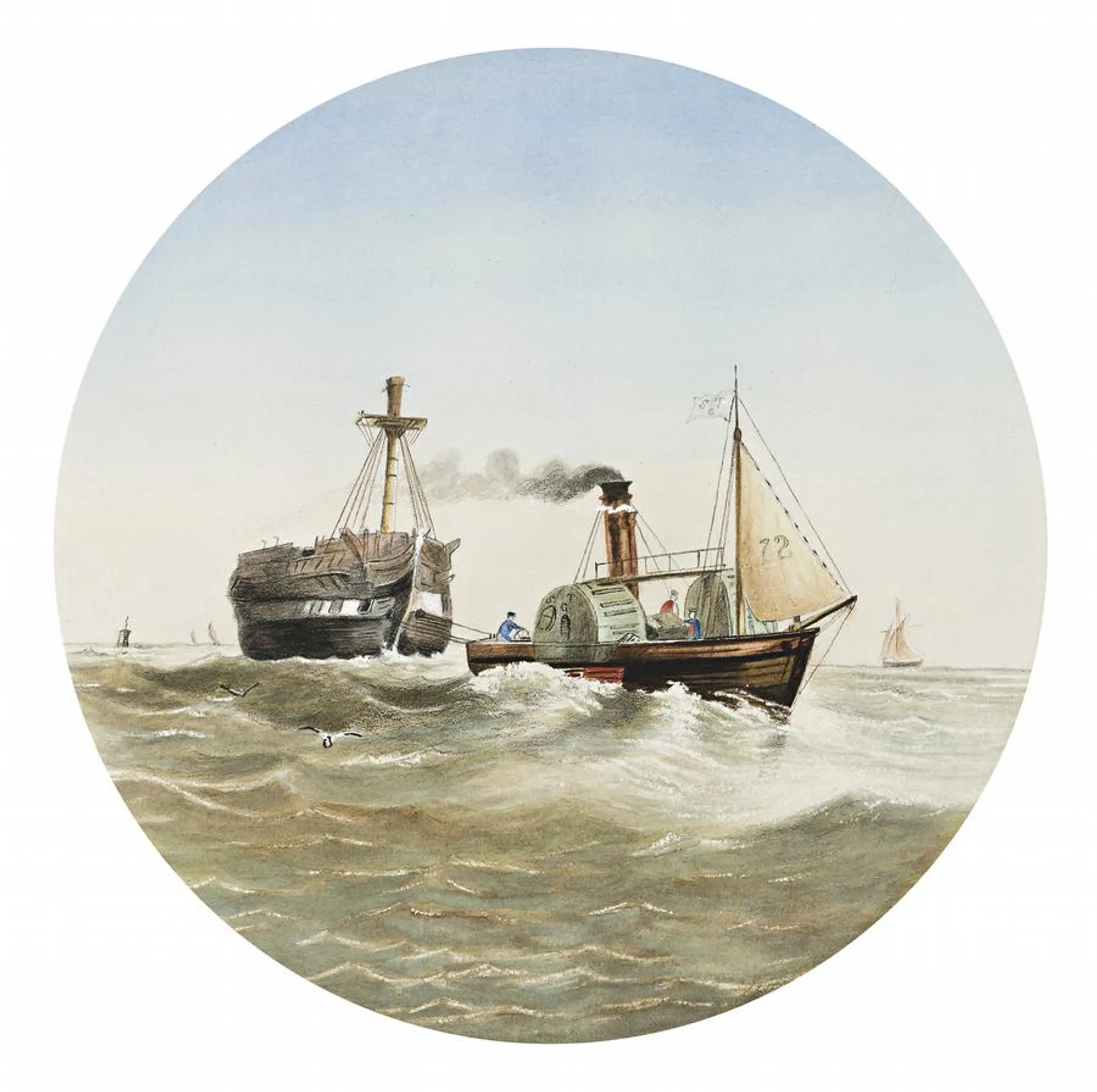 STEAMER WORKING ON THE BAY