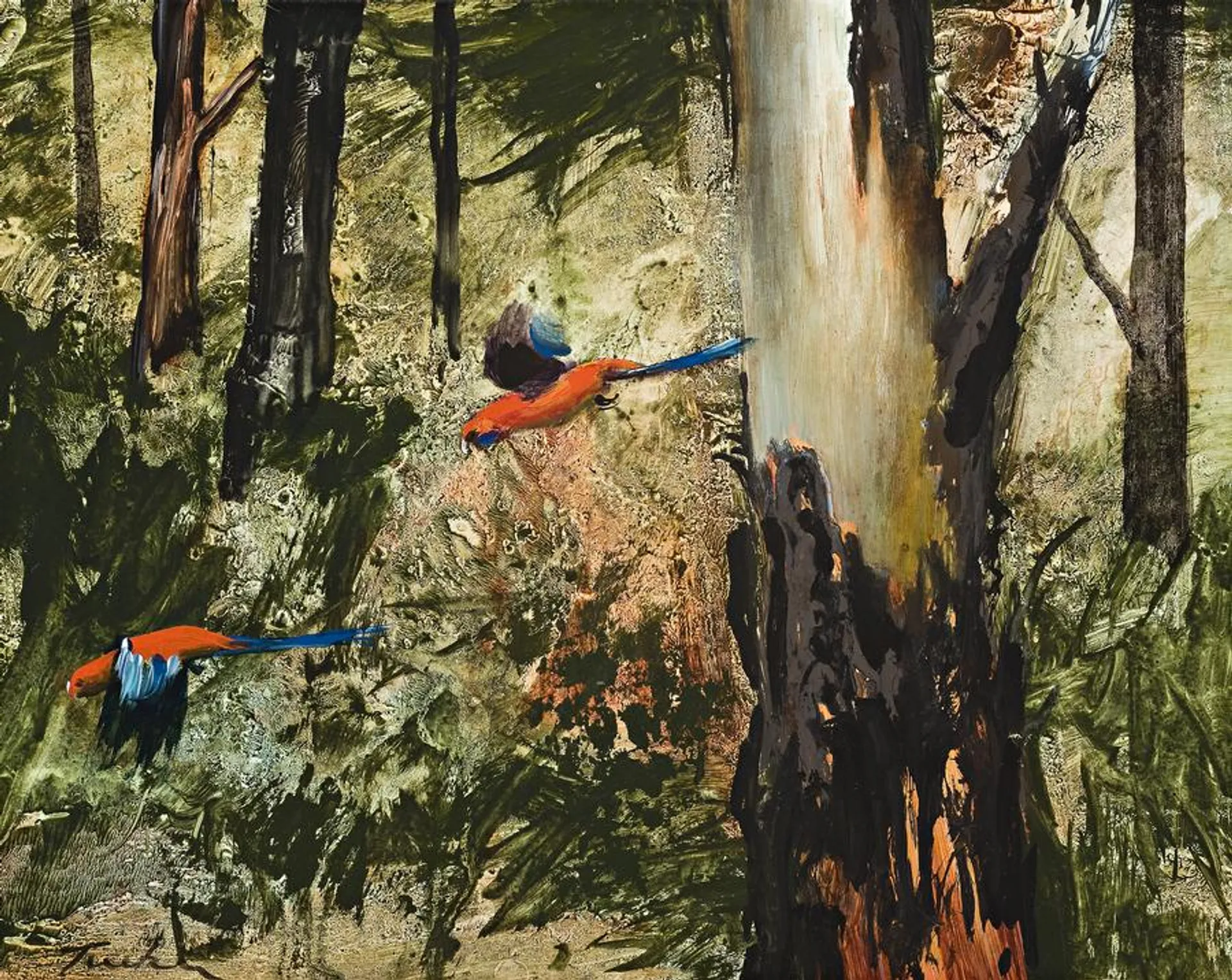 PARROTS IN FLIGHT