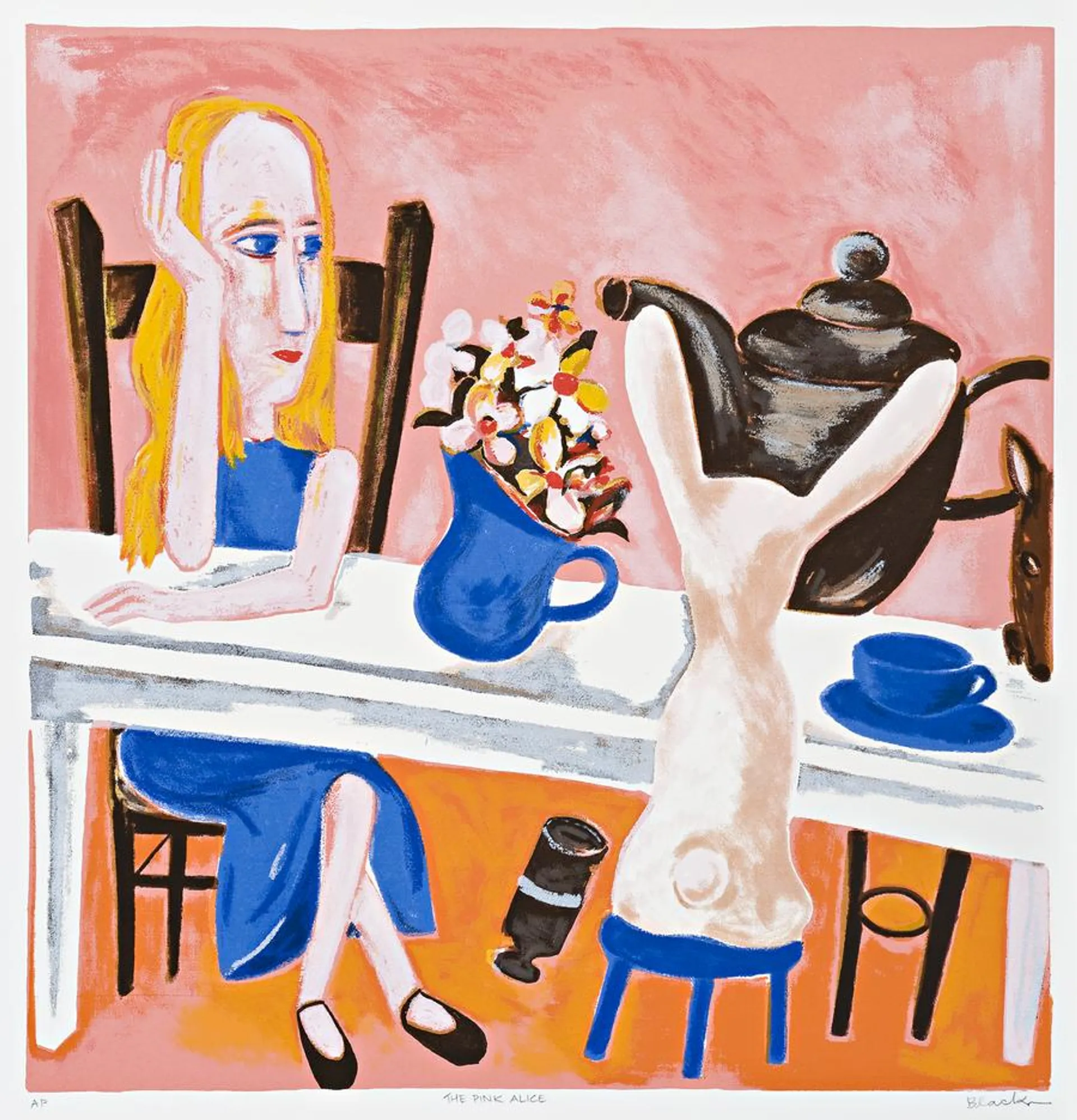 BLACKMAN’S ALICE. SUITE OF SIX PRINTS COMPRISING: (i) Alice’s Adventure (ii) Always Tea Time (iii) The Chess Game (iv) Pink Alice (v) Alice Jug (vi) The White Rabbit