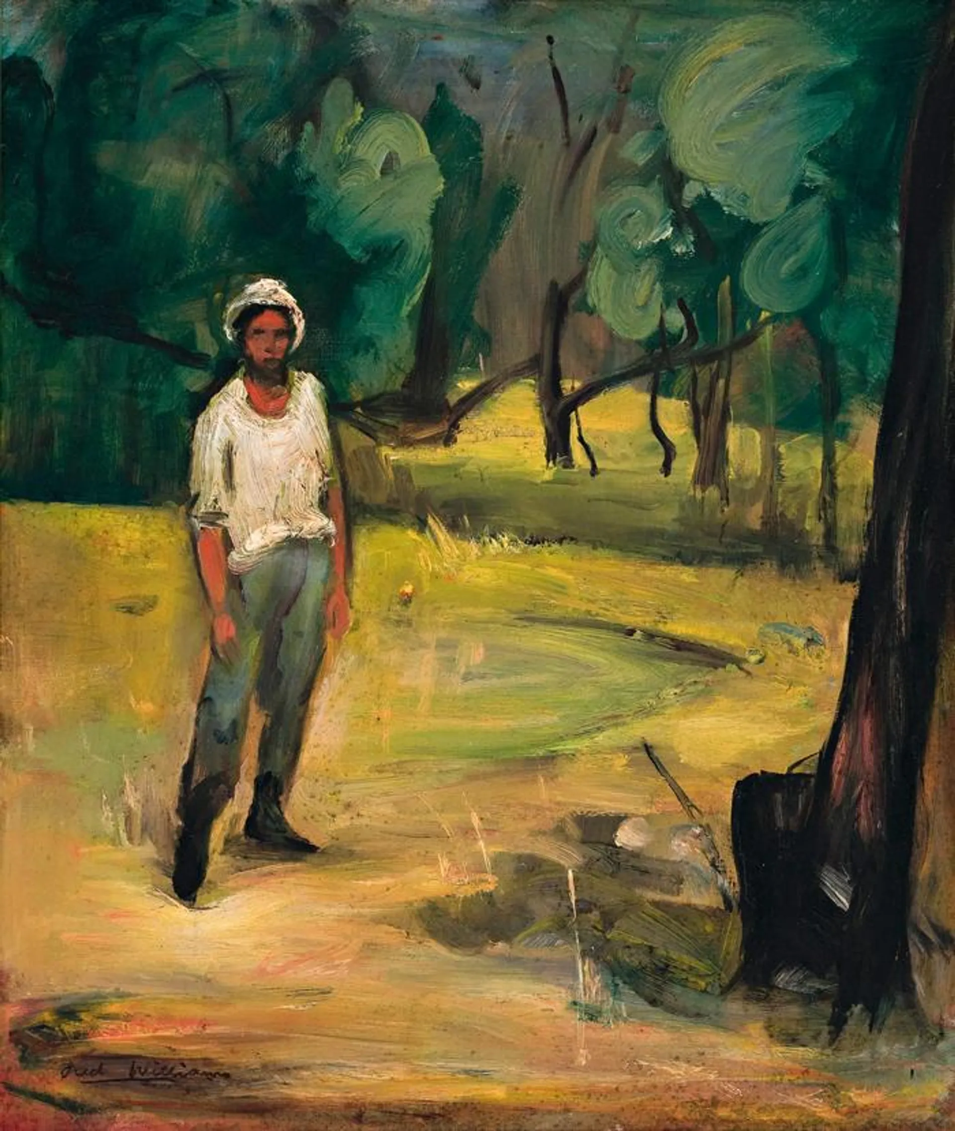 FIGURE IN LILYDALE LANDSCAPE