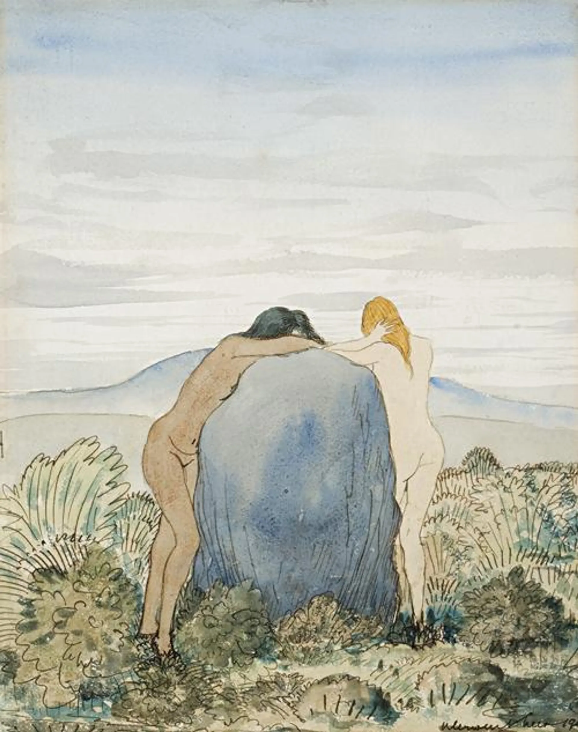 TWO NUDES IN LANDSCAPE