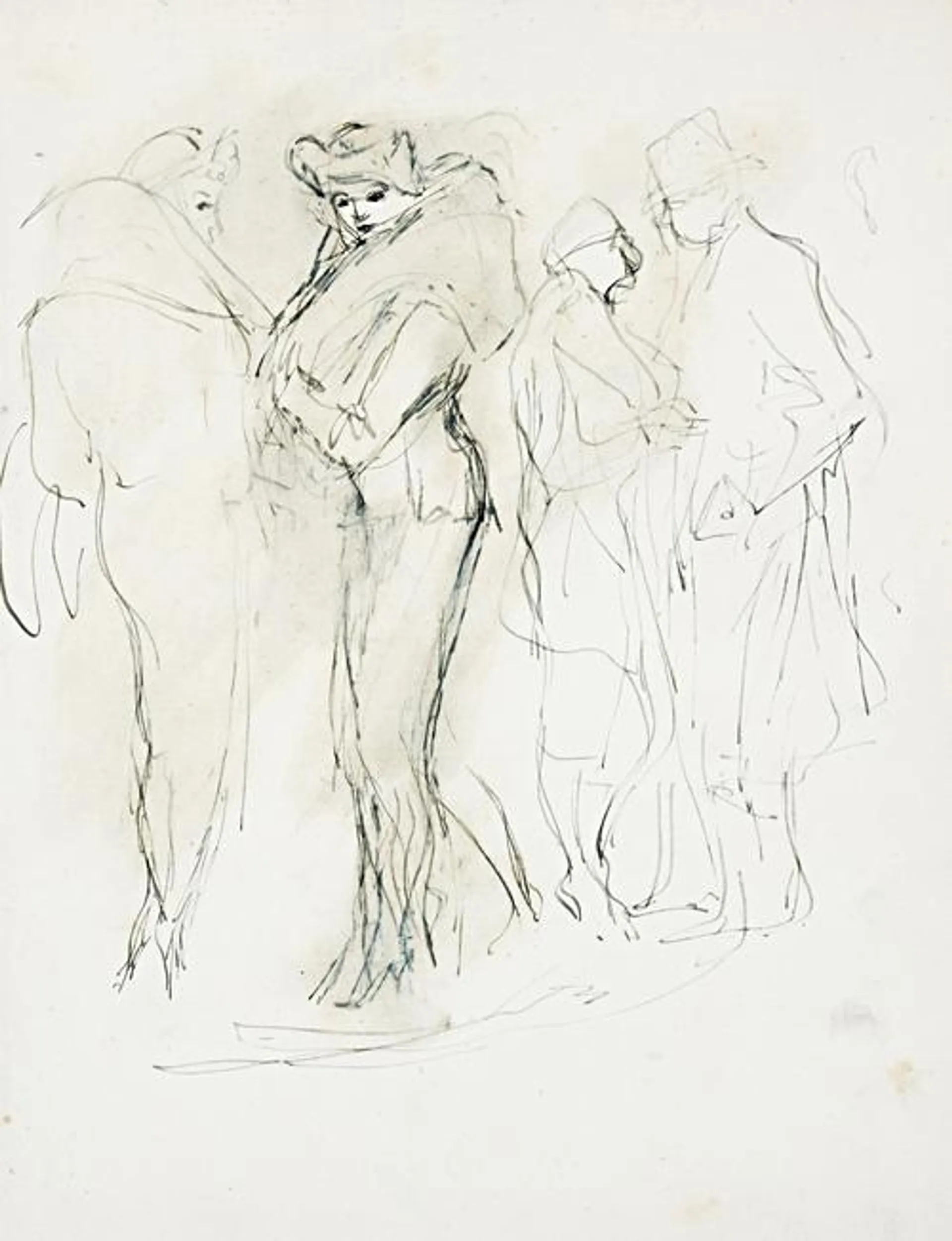 GROUP OF EIGHT FIGURE STUDIES ON PAPER