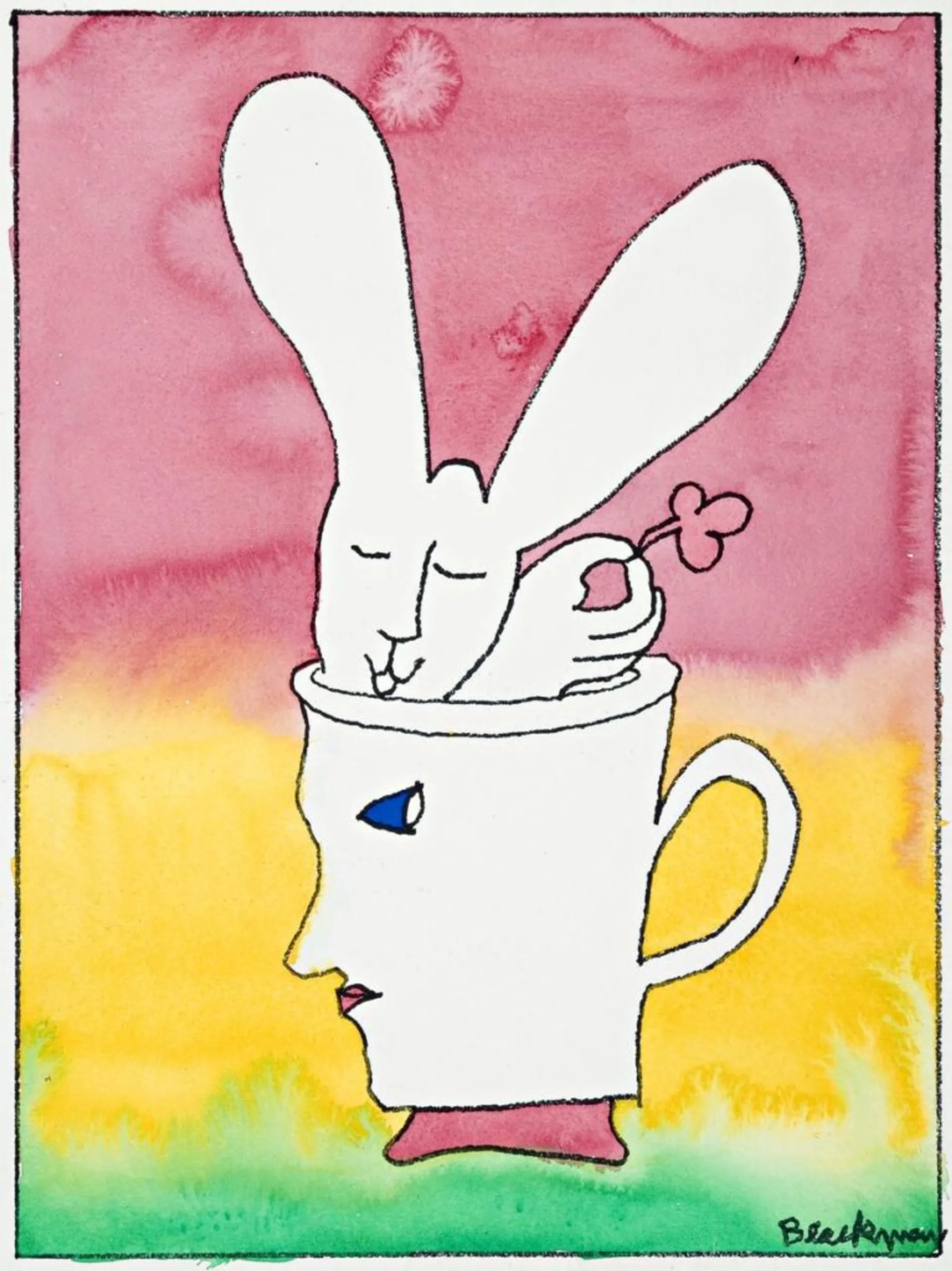 WHITE RABBIT IN A TEACUP
