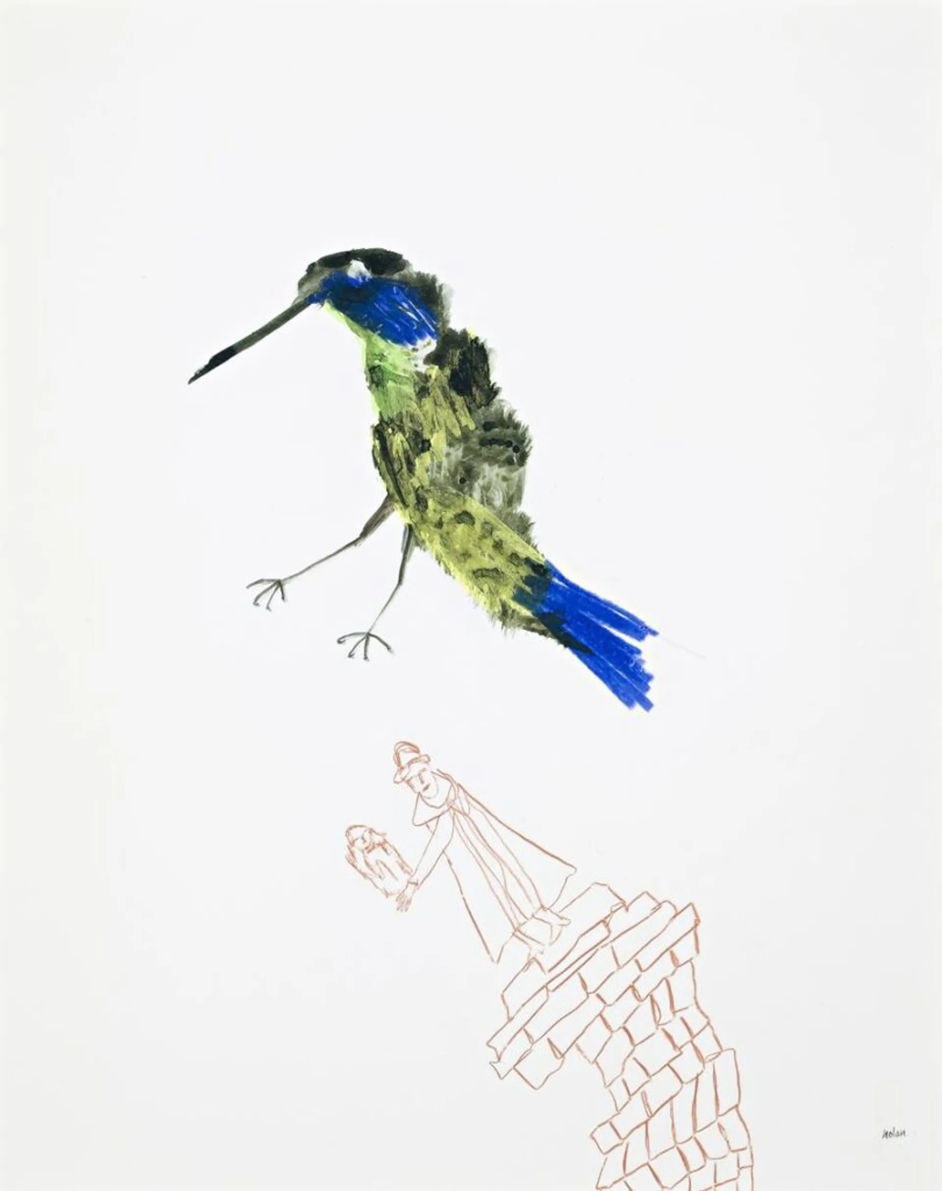 BIRD WITH A FIGURE ON A COLUMN
