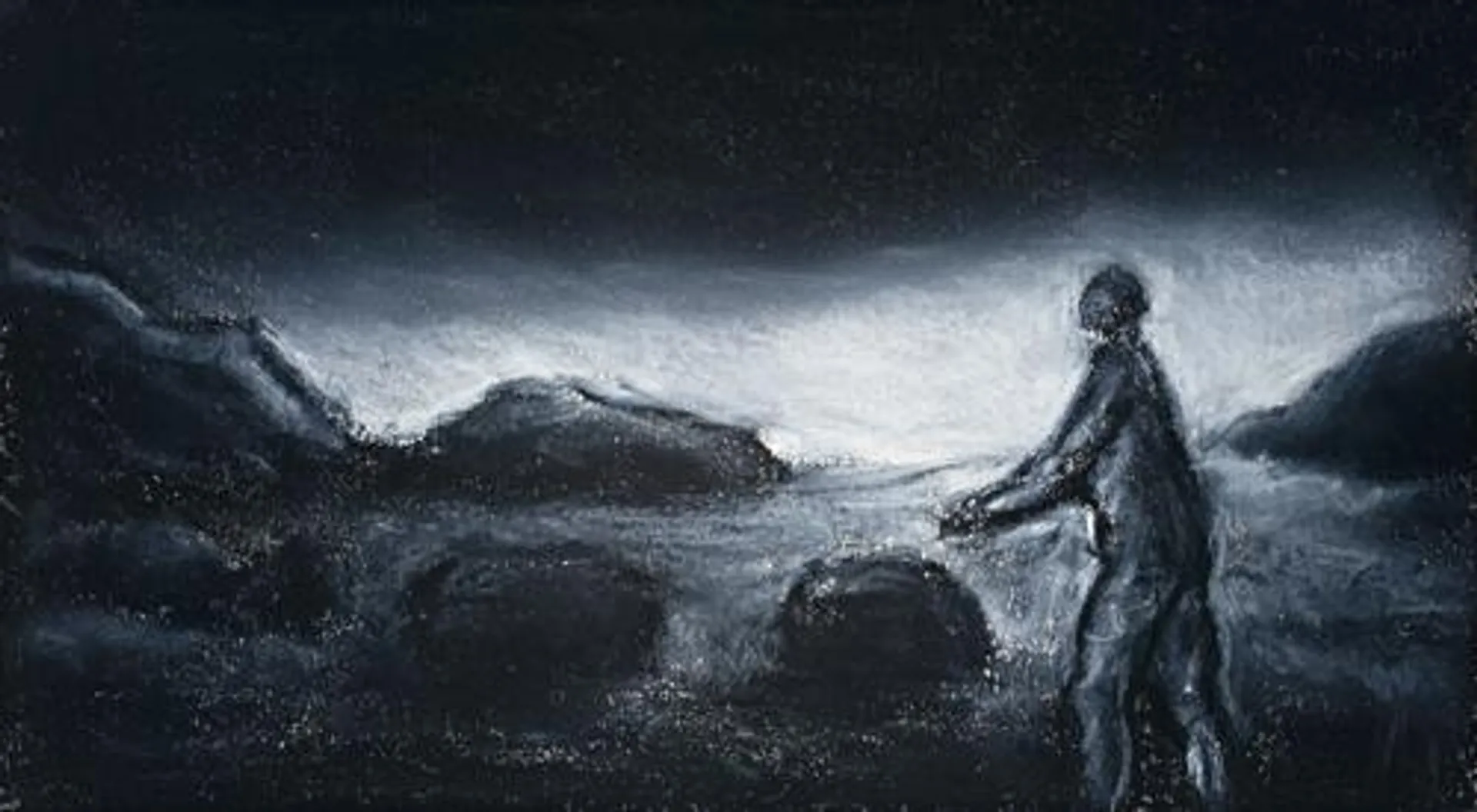 DRAWING (FIGURE IN ROCKY LANDSCAPE)