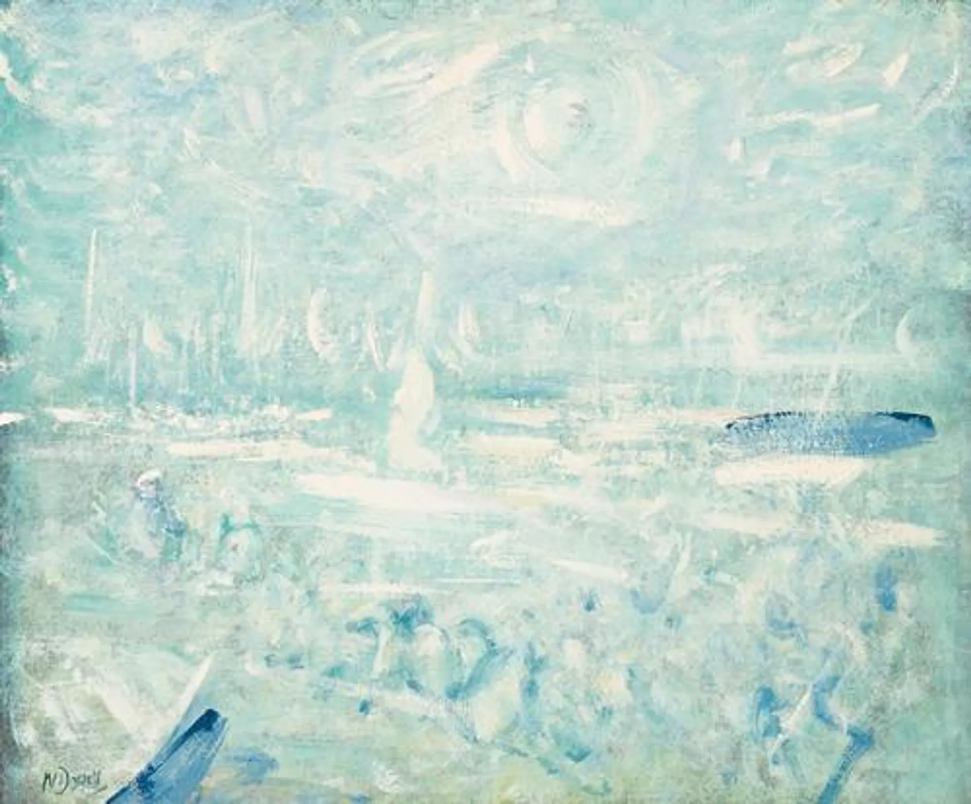 BOATS IN A LANDSCAPE (SCENE AT WANGI-BOATS AND HIGH WIND)