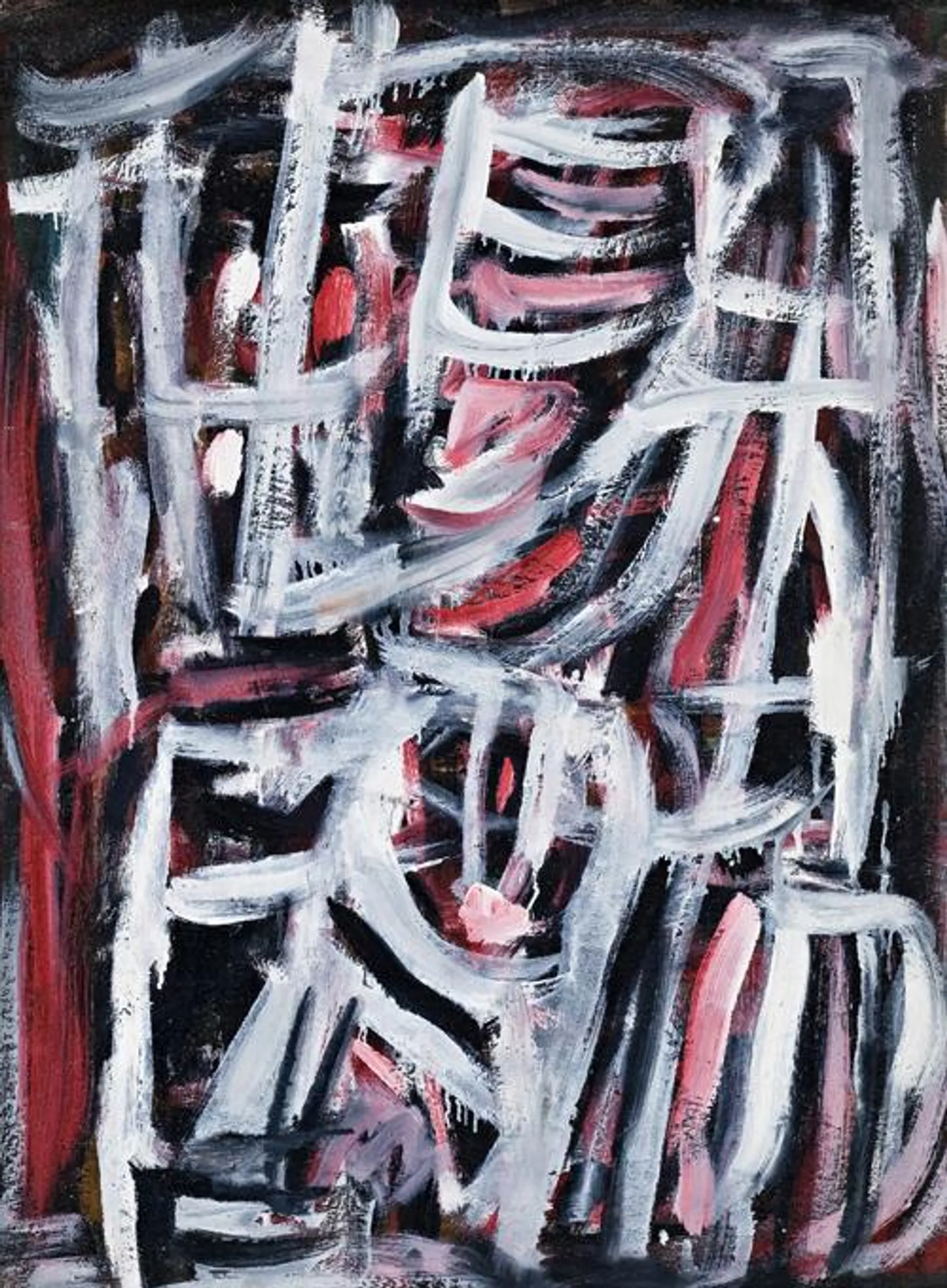 UNTITLED (RED, BLACK AND WHITE), c.1958, VERSO: SEATED NUDE