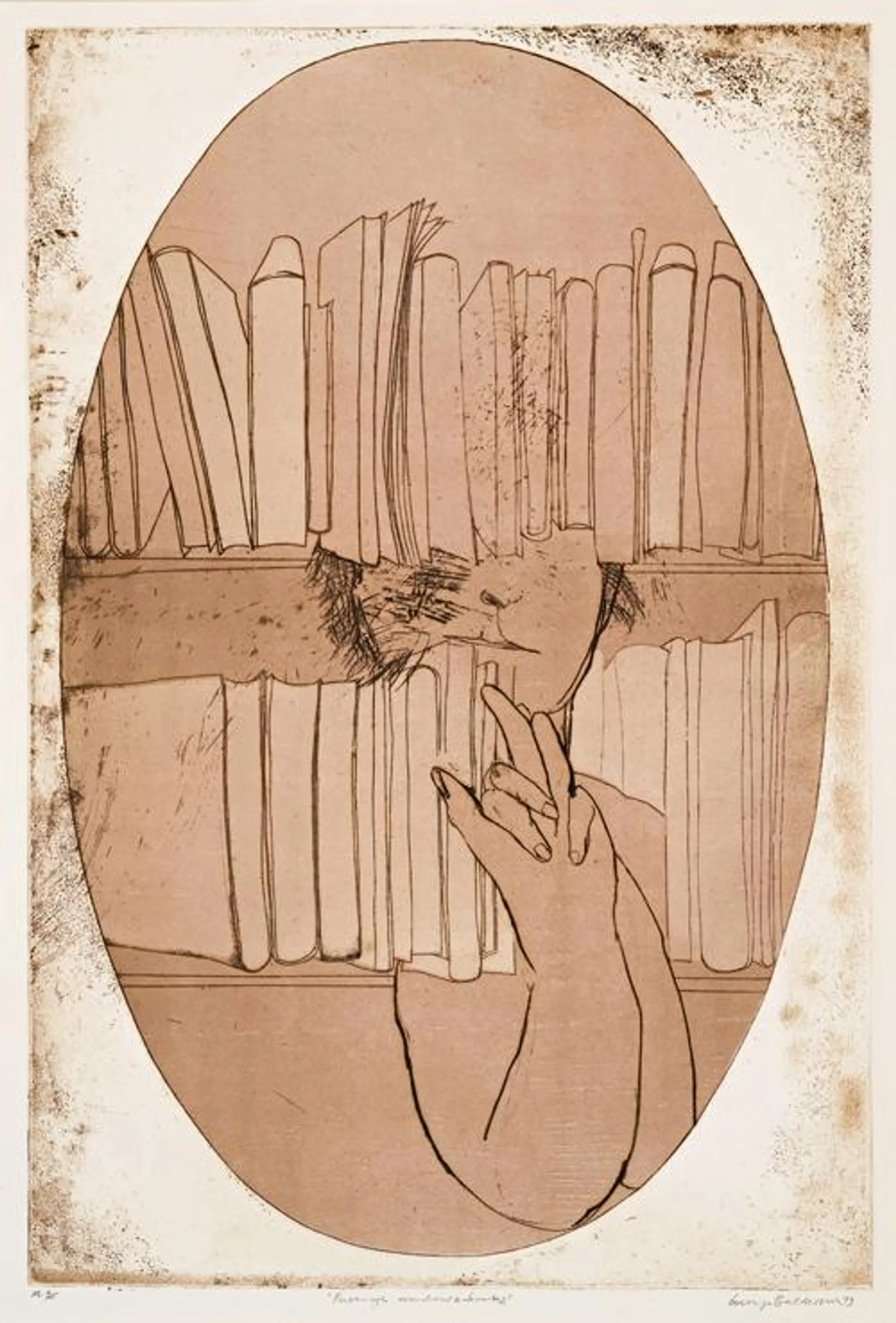 PERSONAGE, WINDOW AND BOOKS