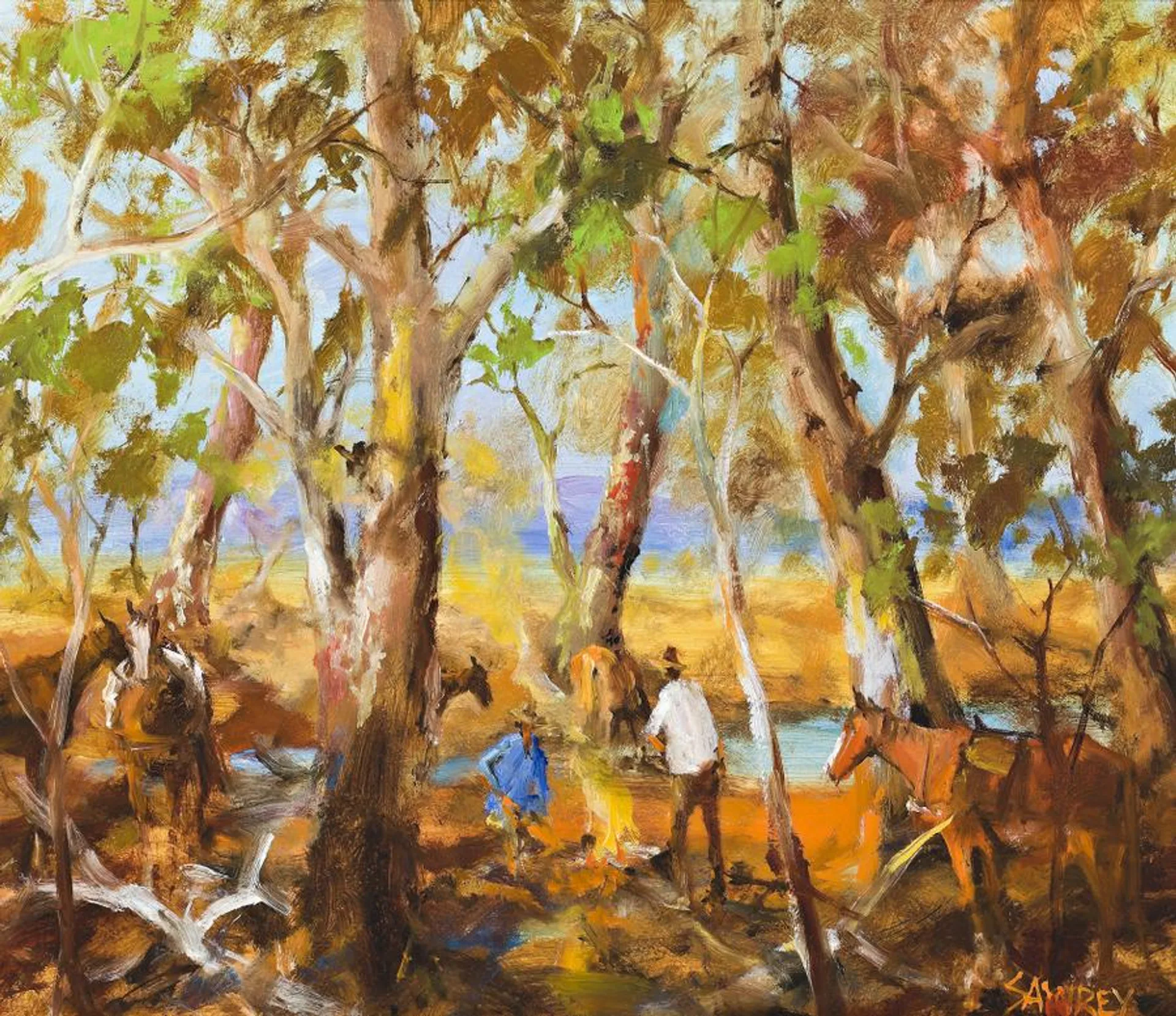 CATTLE BLOKES ALONG THE BARCOO RIVER