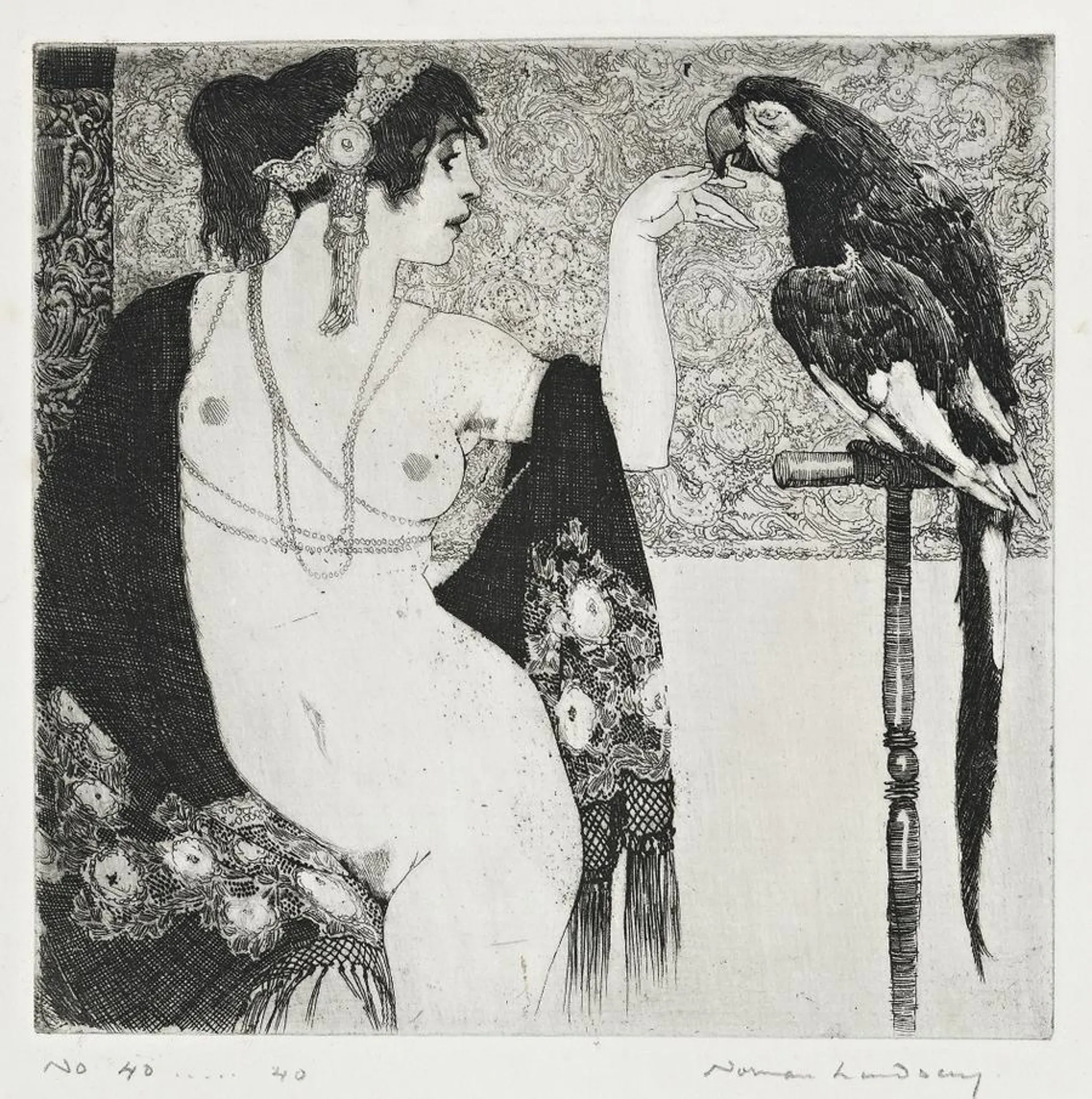 LADY AND PARROT