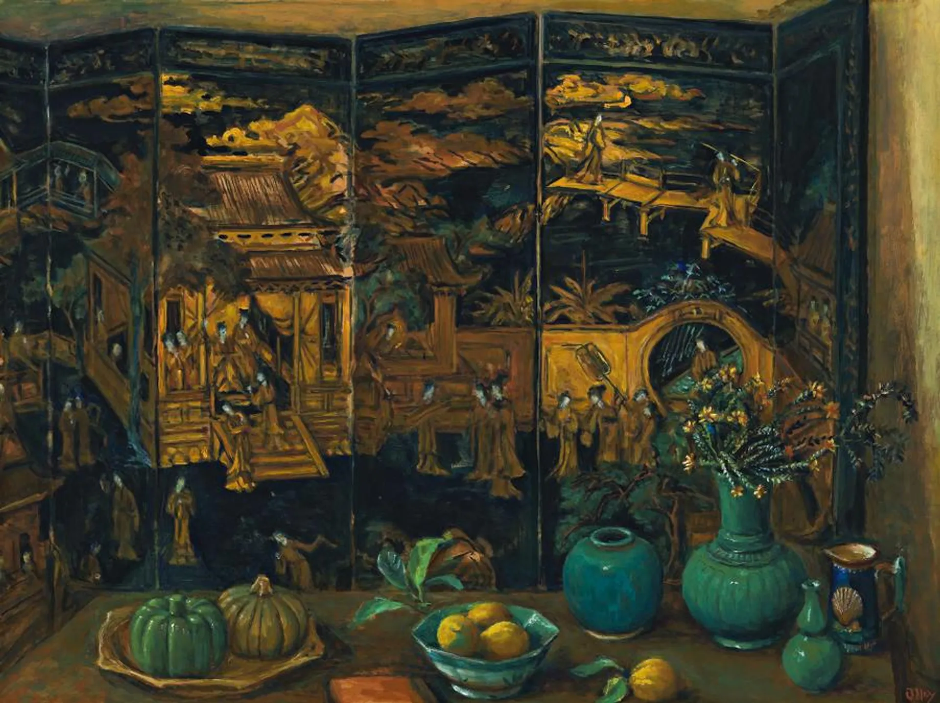 SPANISH BOTTLES AND CHINESE SCREEN