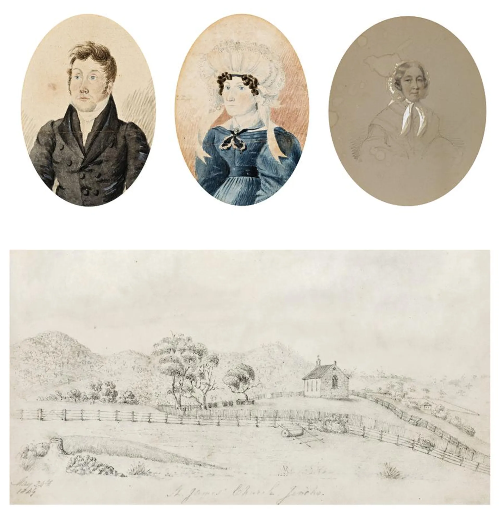 CHARLES HENRY THEODORE COSTANTINI (1803 – 1860), THOMAS BOCK (1790 – 1855), ELIZABETH HUDSPETH (1820 – 1858, daughter of Dr John Maule and Mary Hudspeth)