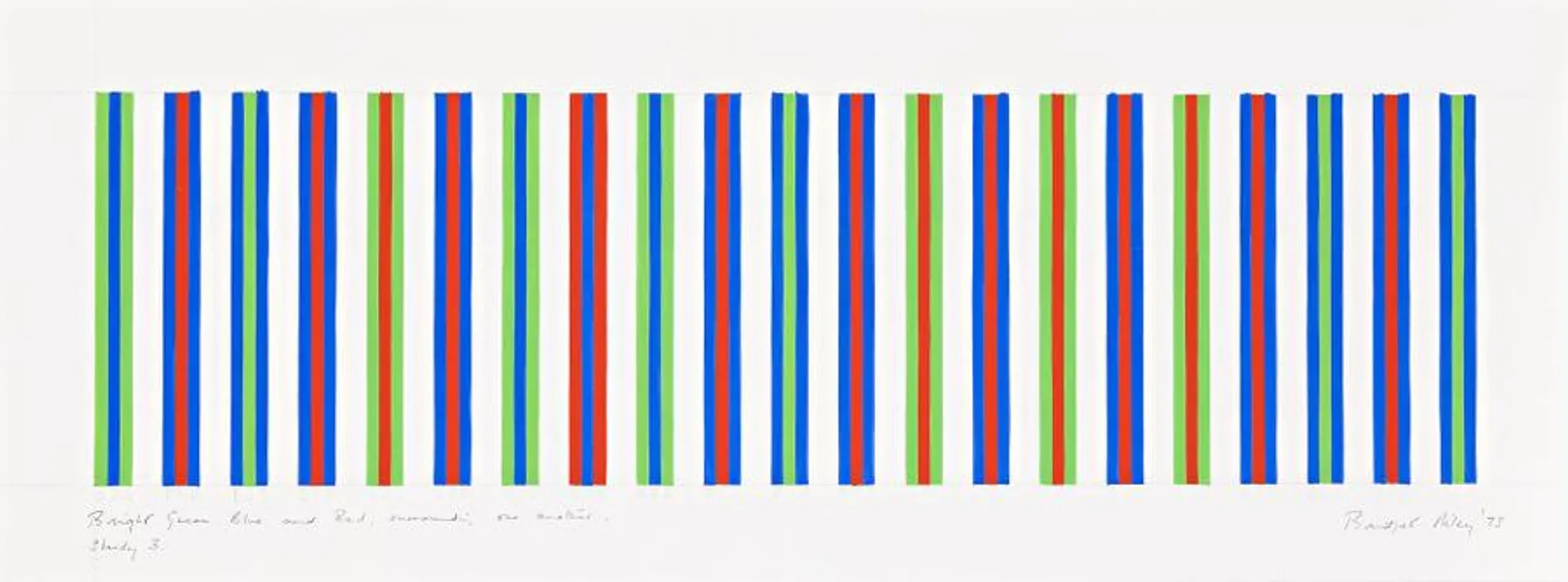 BRIGHT GREEN, BLUE AND RED, SURROUNDING ONE ANOTHER, STUDY 3