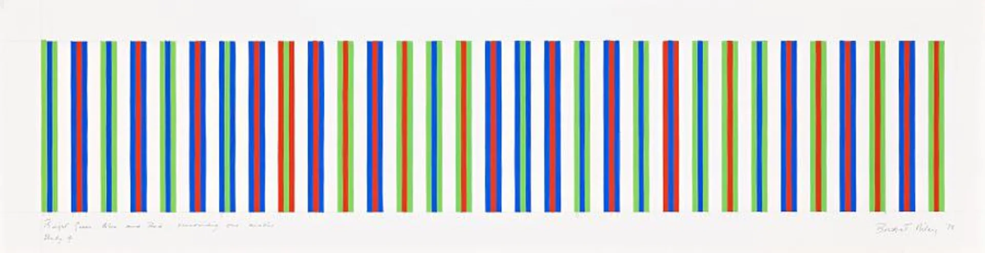 BRIGHT GREEN, BLUE AND RED, SURROUNDING ONE ANOTHER, STUDY 4