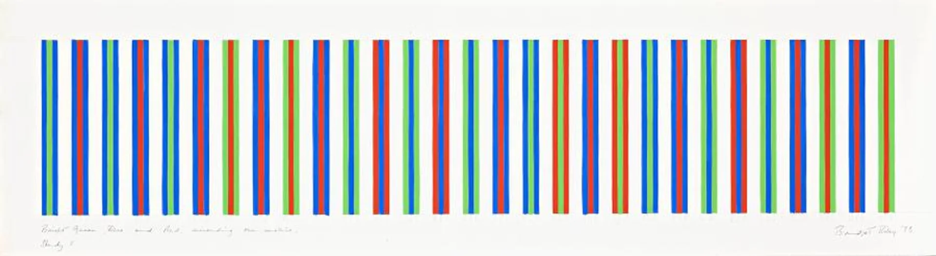 BRIGHT GREEN, BLUE AND RED, SURROUNDING ONE ANOTHER, STUDY 5
