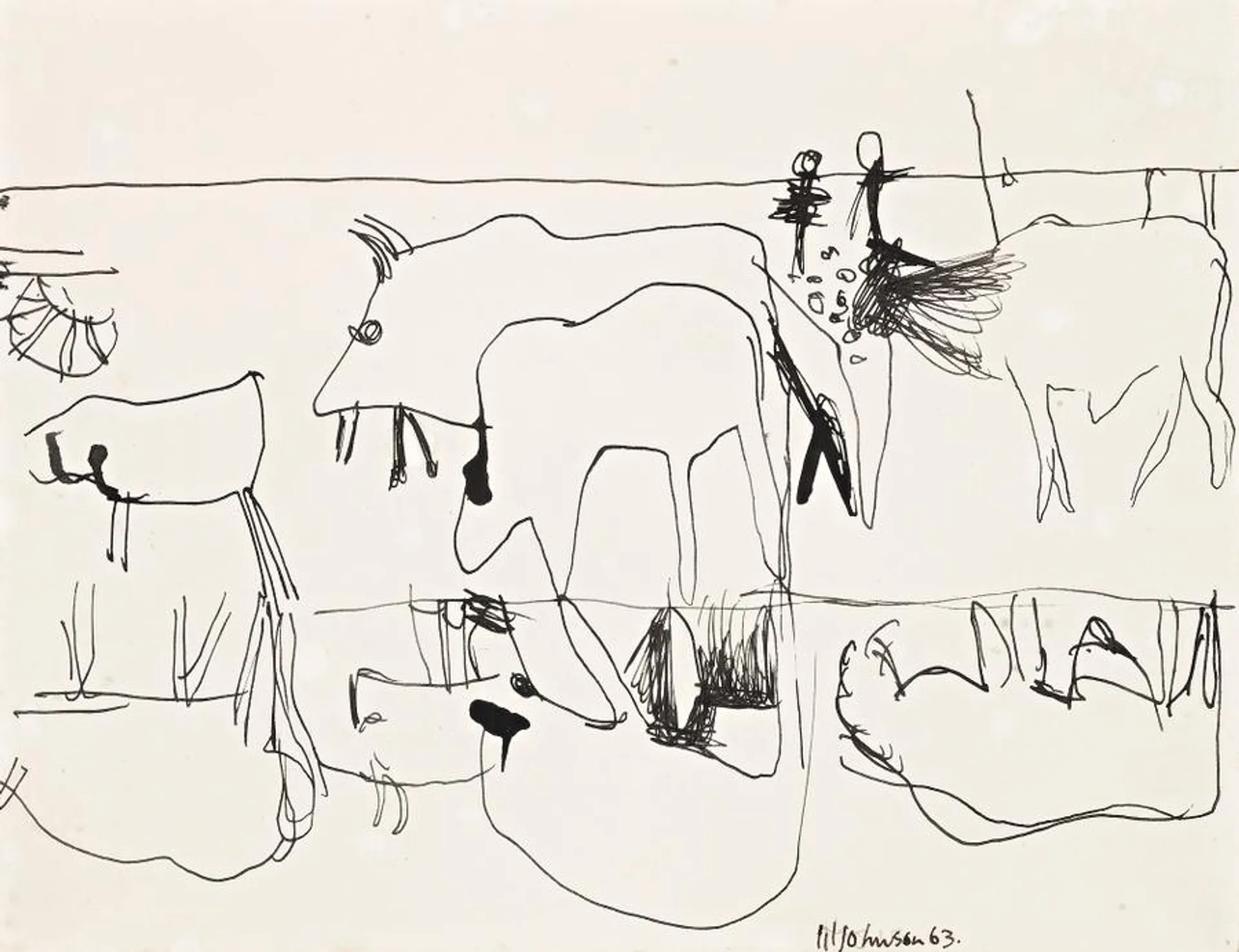 CATTLE REFLECTED IN A POND
