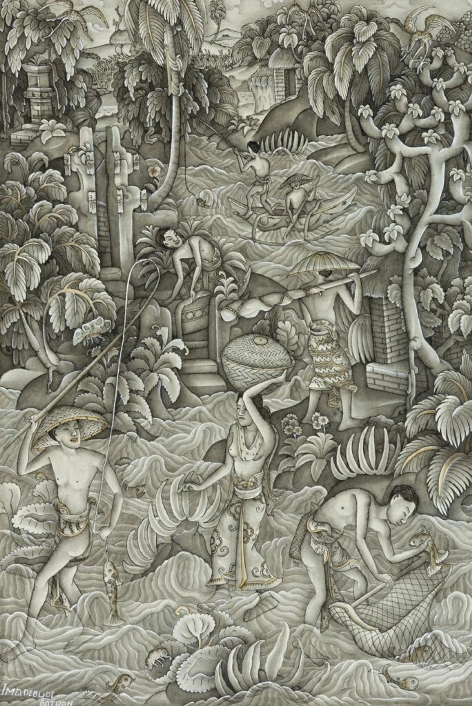 VILLAGE FISHING SCENE