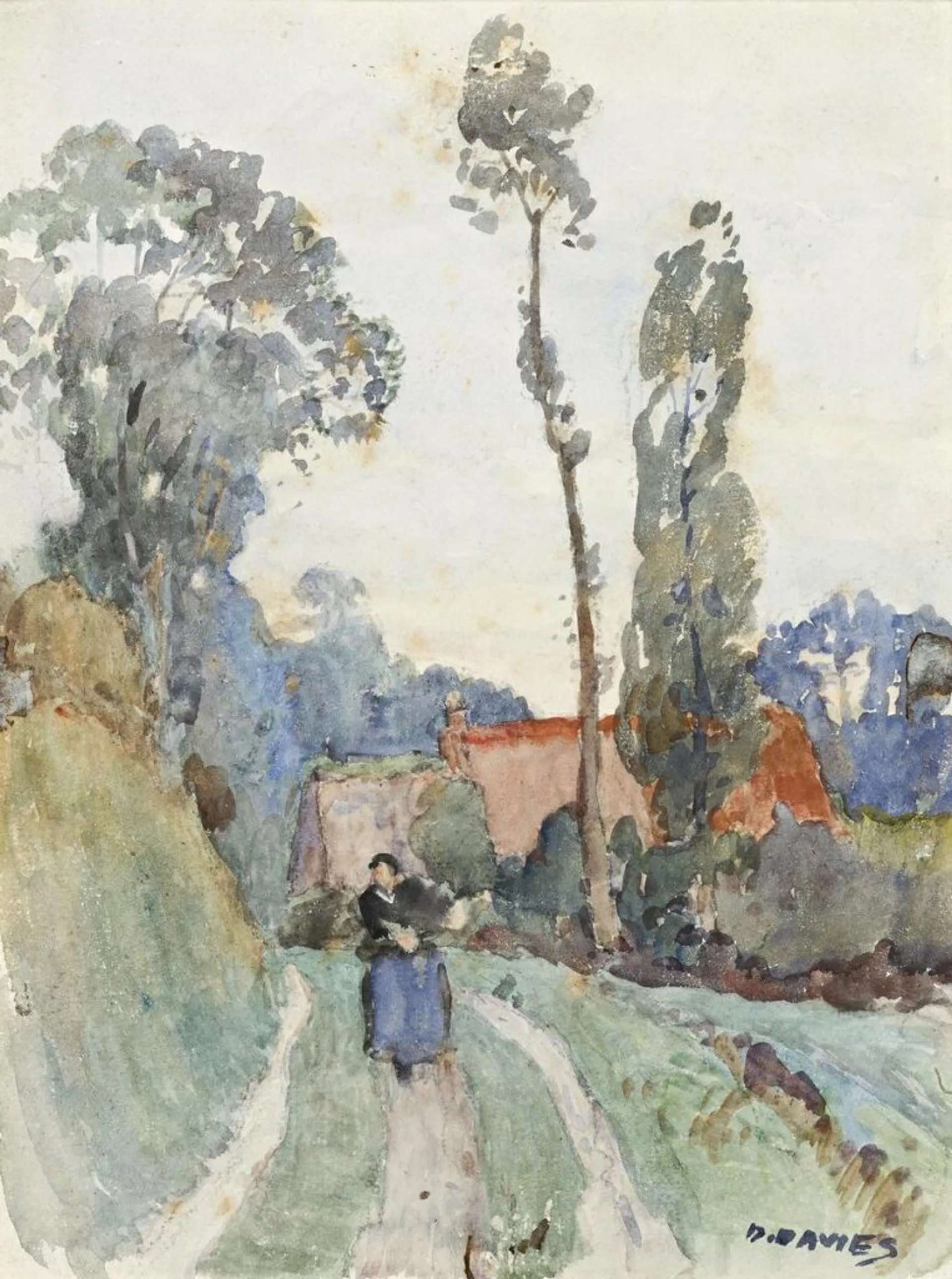 LANDSCAPE WITH FIGURES (DOCKSIDE SKETCH VERSO)