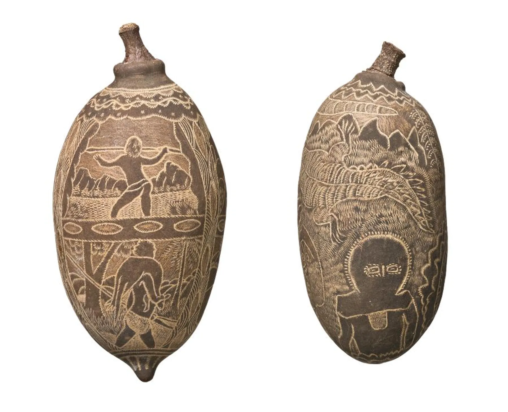 PAIR OF CARVED BOAB NUTS