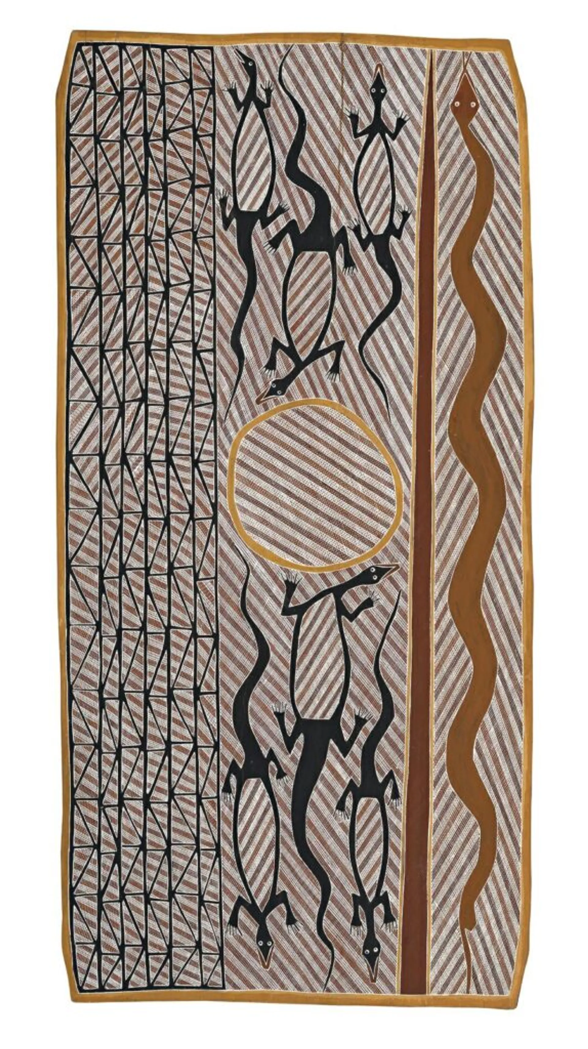 GULAIDJI (WATERLILY), WATERHOLE, GOANNAS AND FILE SNAKE