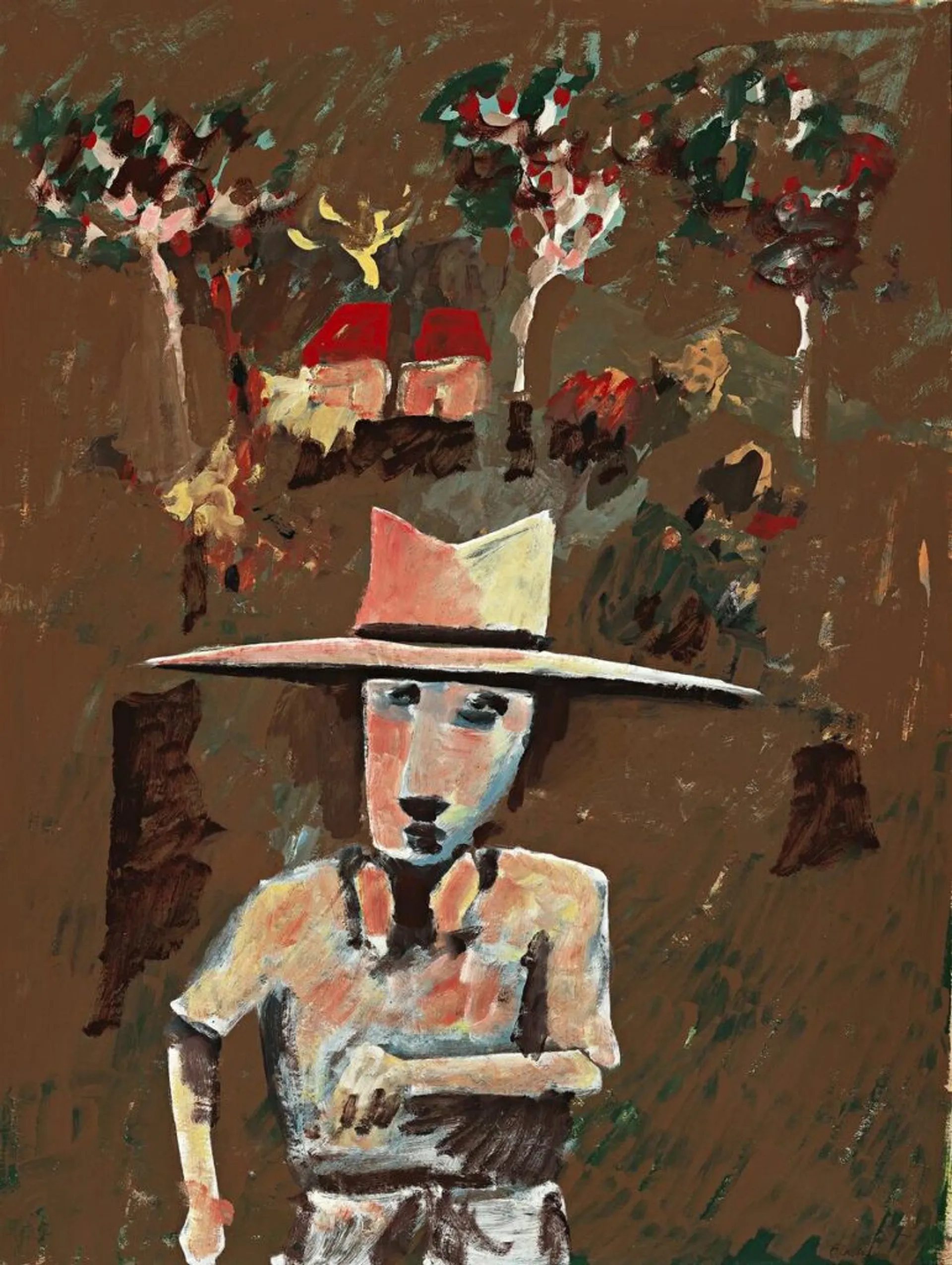 FARMER WITH JUDITH WRIGHT’S HOUSE IN THE BACKGROUND