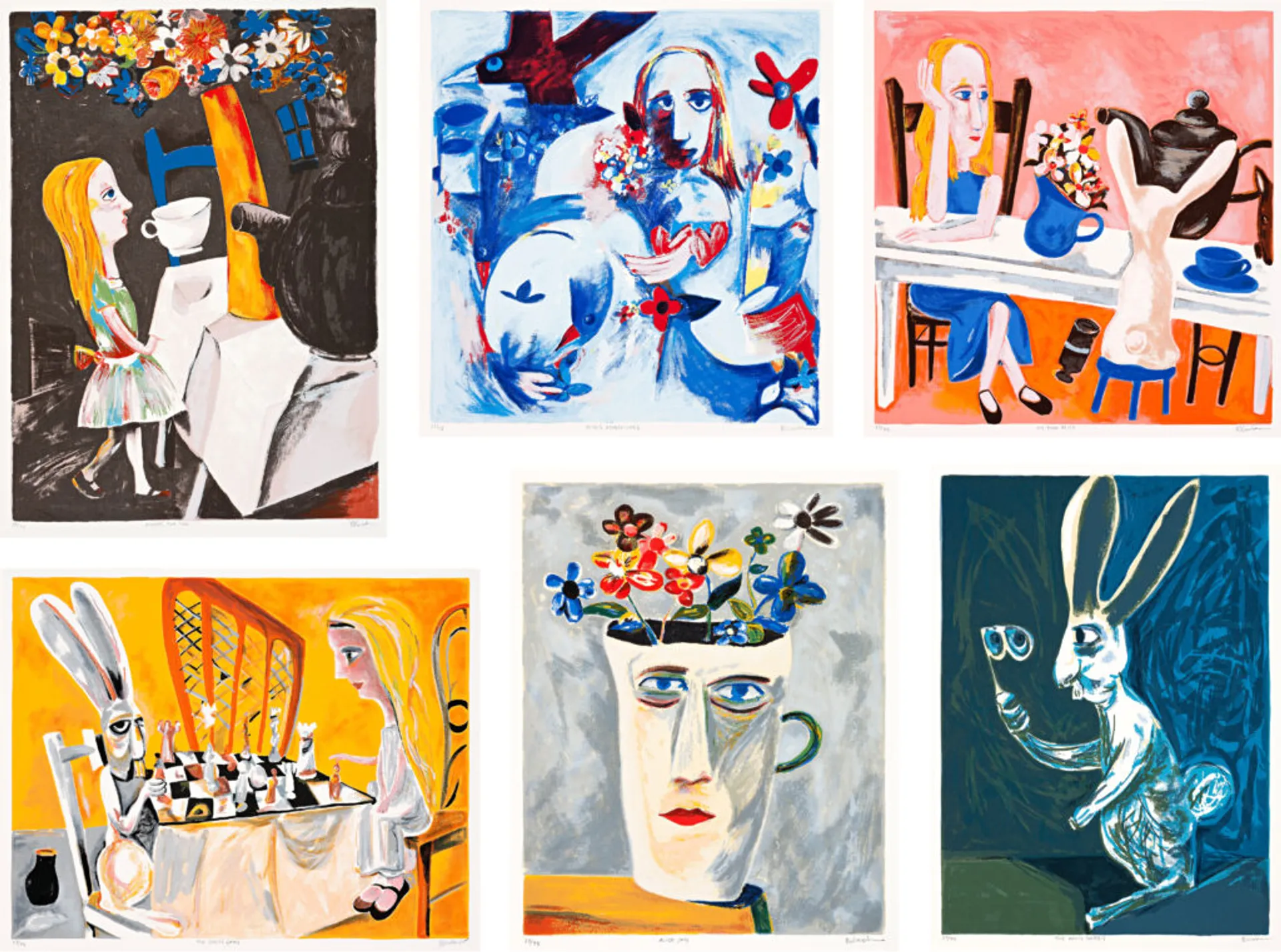 BLACKMAN’S ALICE comprising: (i) Alice’s Adventure (ii) Always Tea Time (iii) The Chess Game (iv) Pink Alice (v) Alice Jug (vi) The White Rabbit