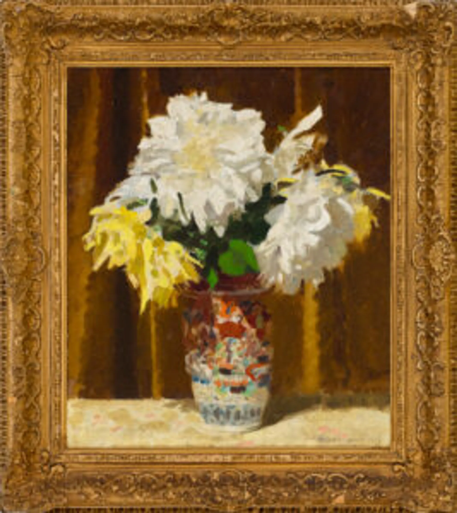 DAHLIAS IN A CHINESE VASE