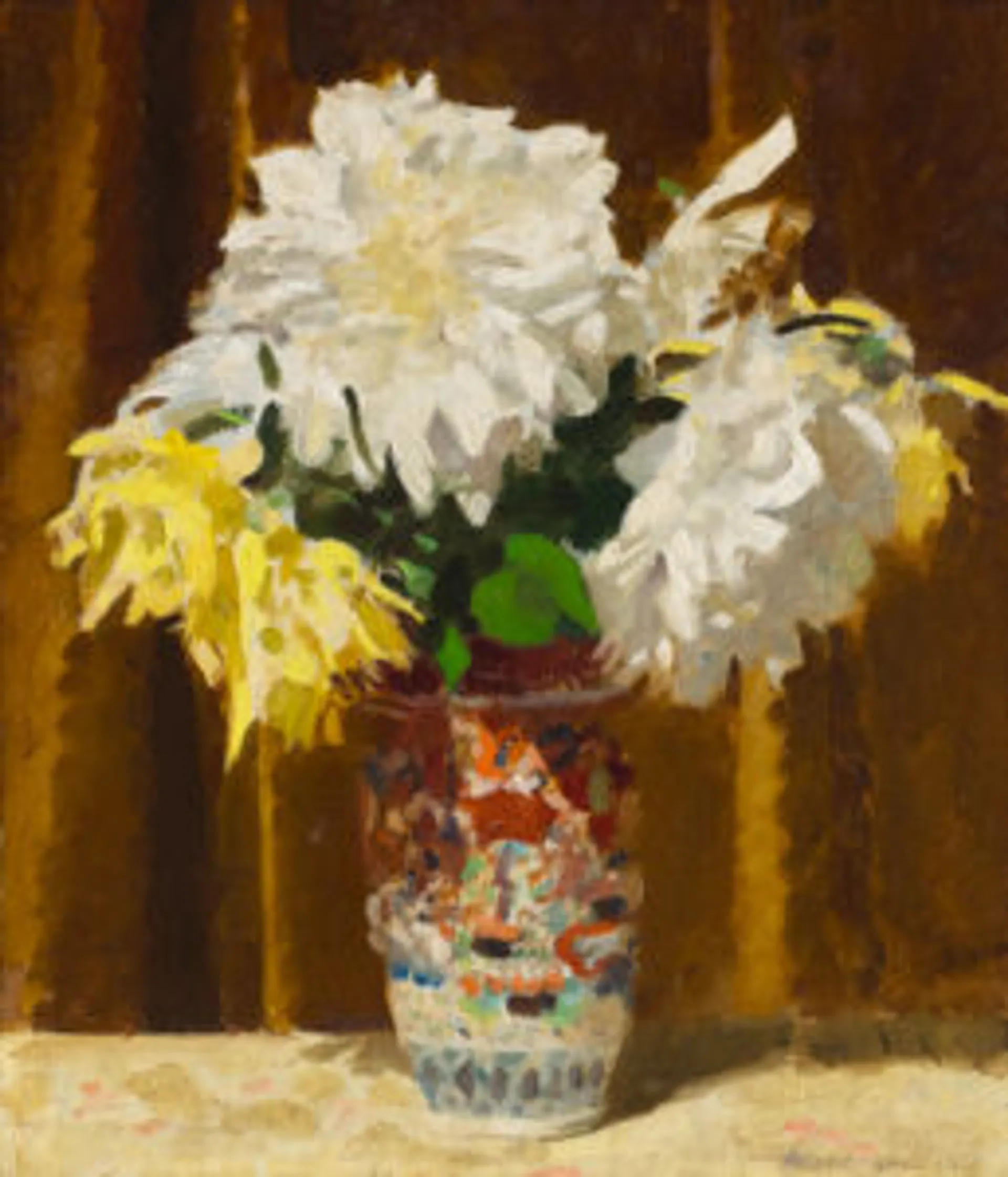 DAHLIAS IN A CHINESE VASE