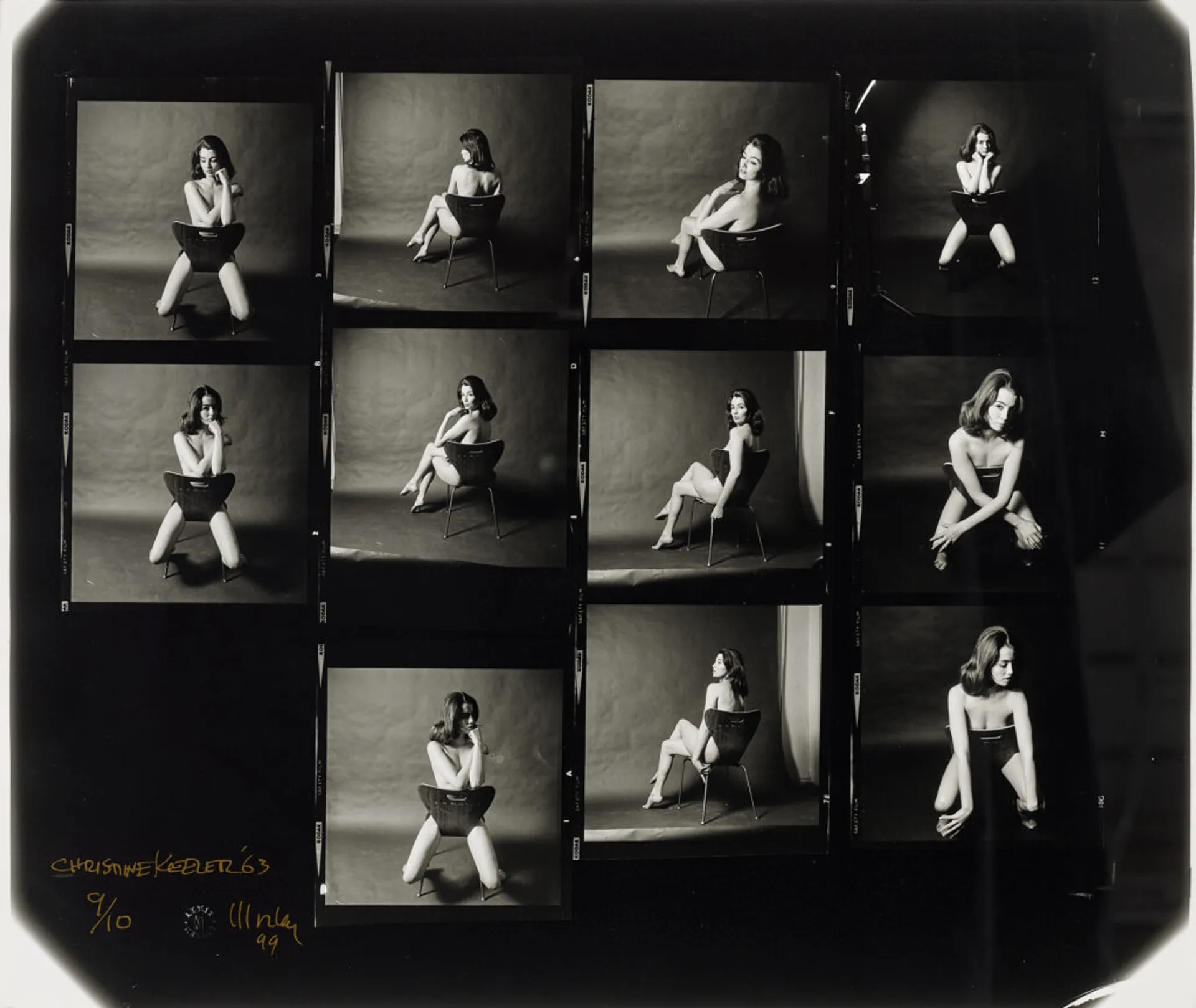 Enlarged Christine Keeler proof sheet