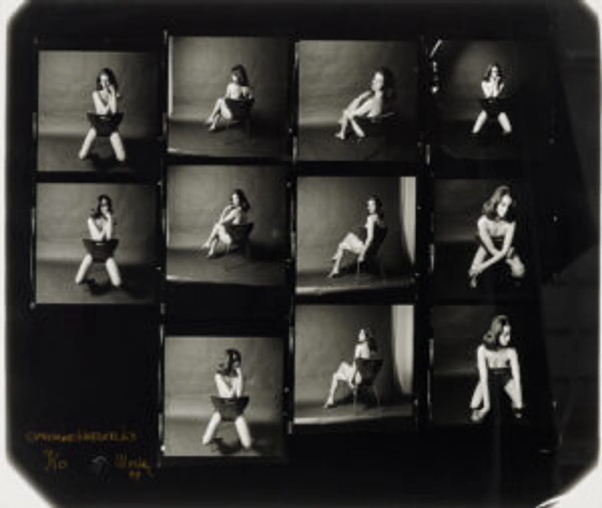 Enlarged Christine Keeler proof sheet