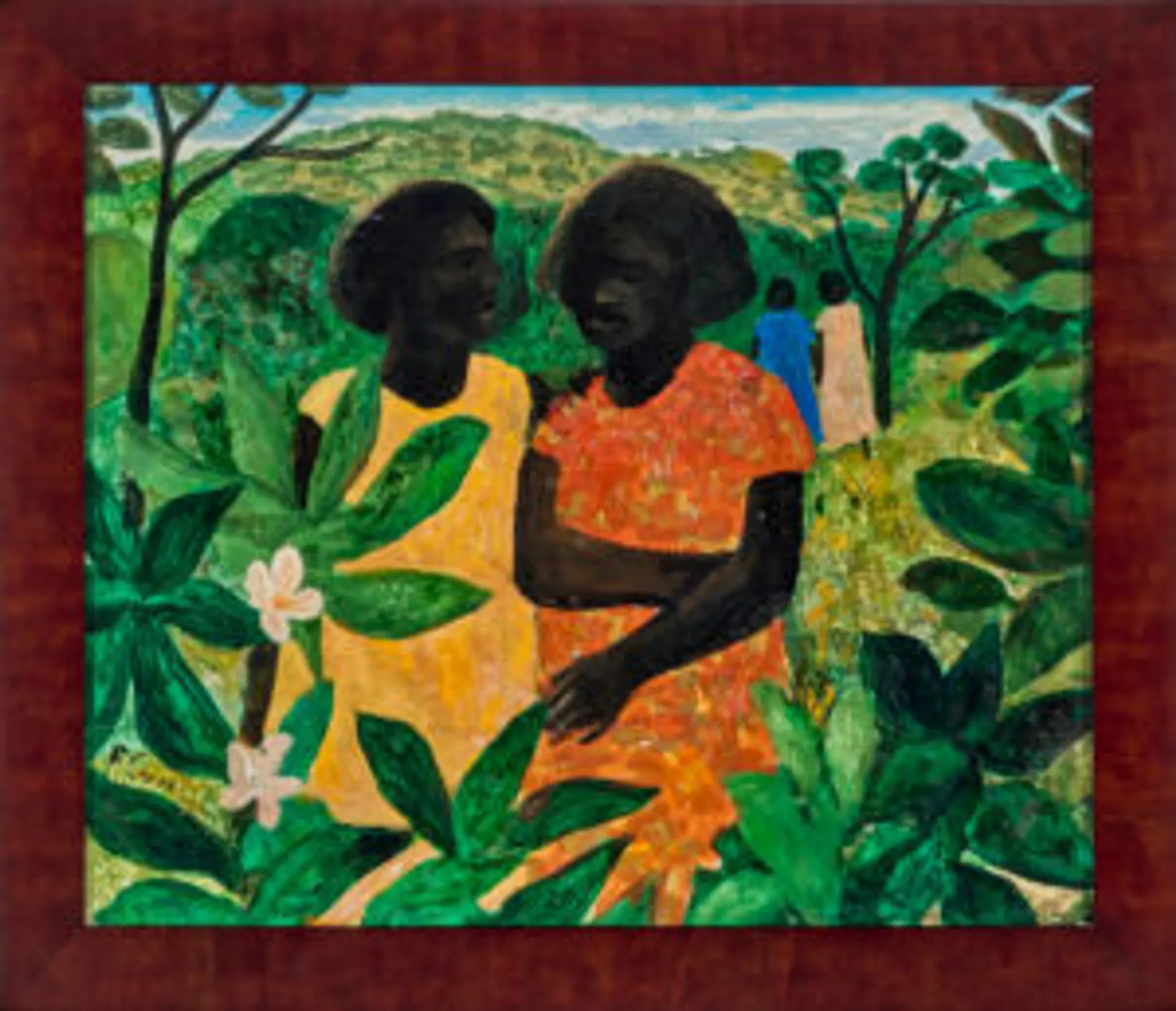 Islander women with Frangipani Tree