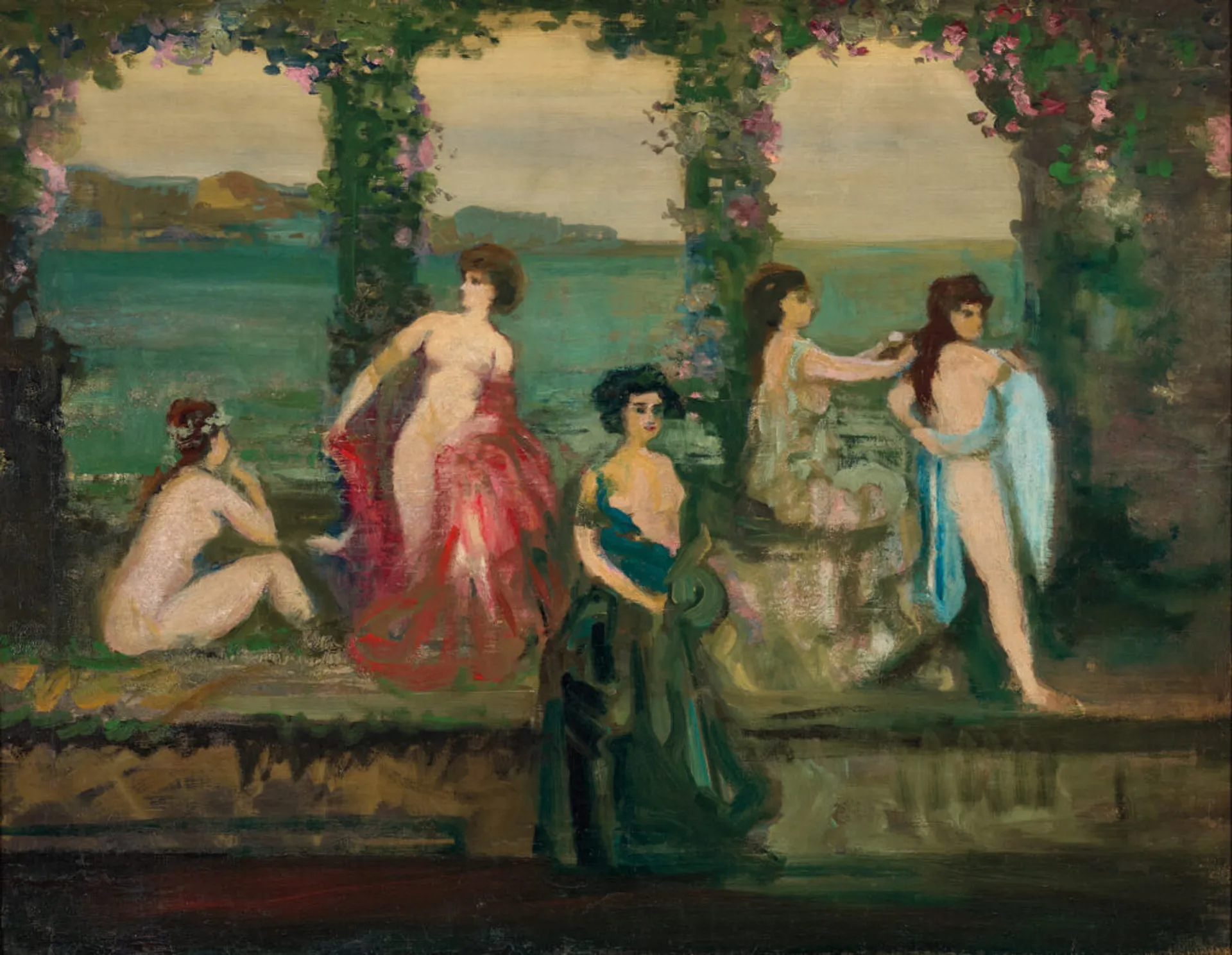 Interior with women by sea