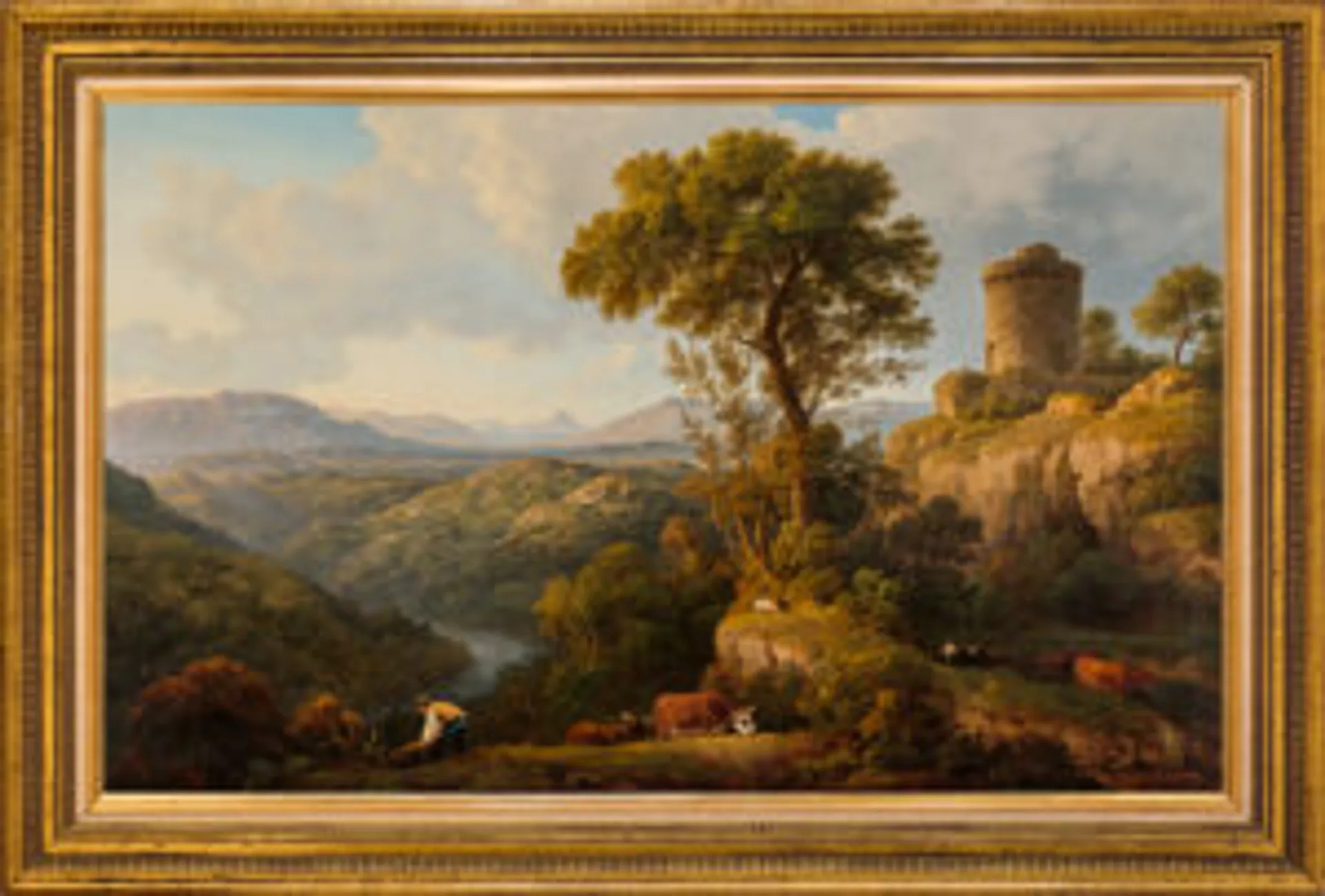 Classical landscape with tower