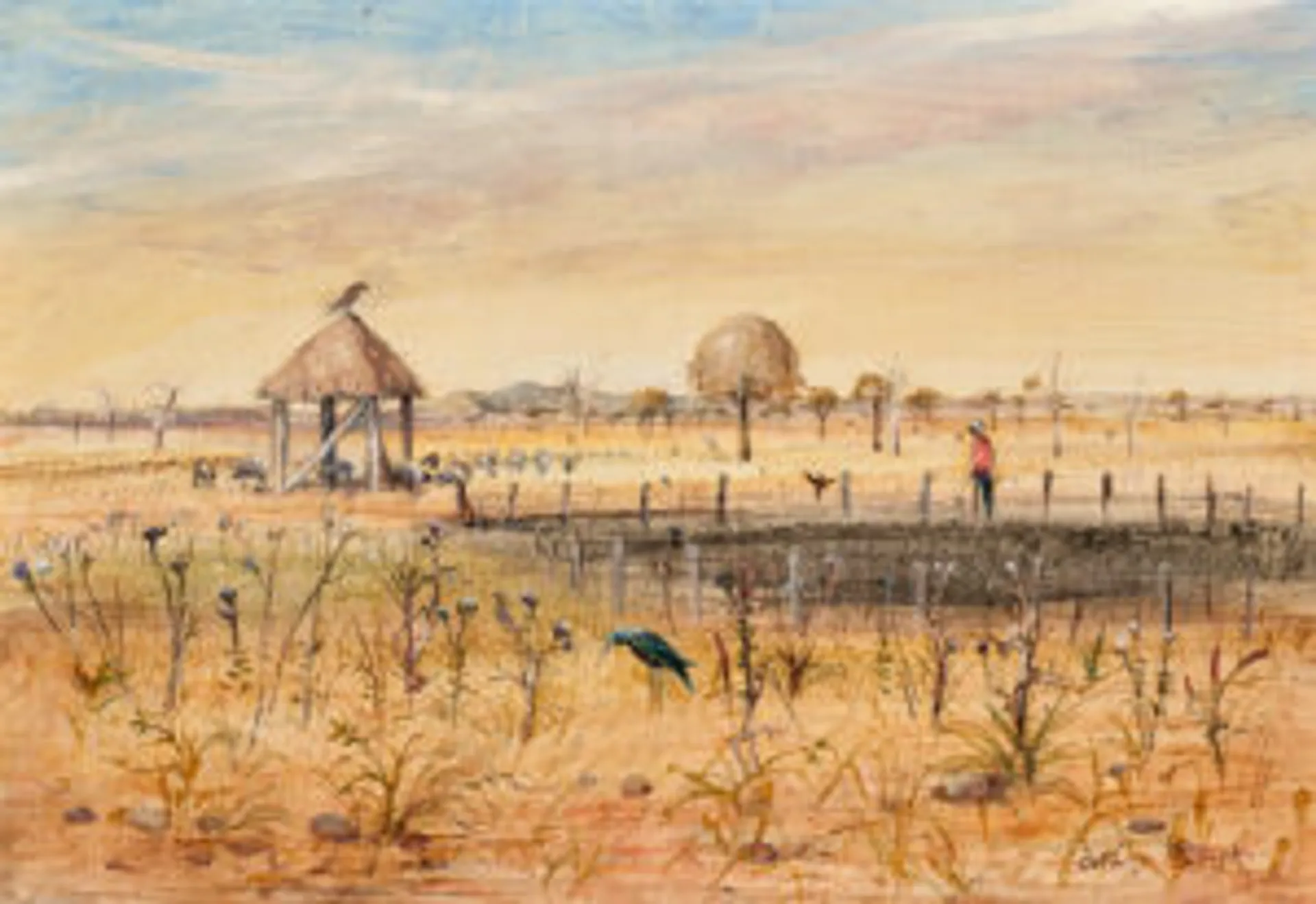 Wimmera landscape with dam and shelter