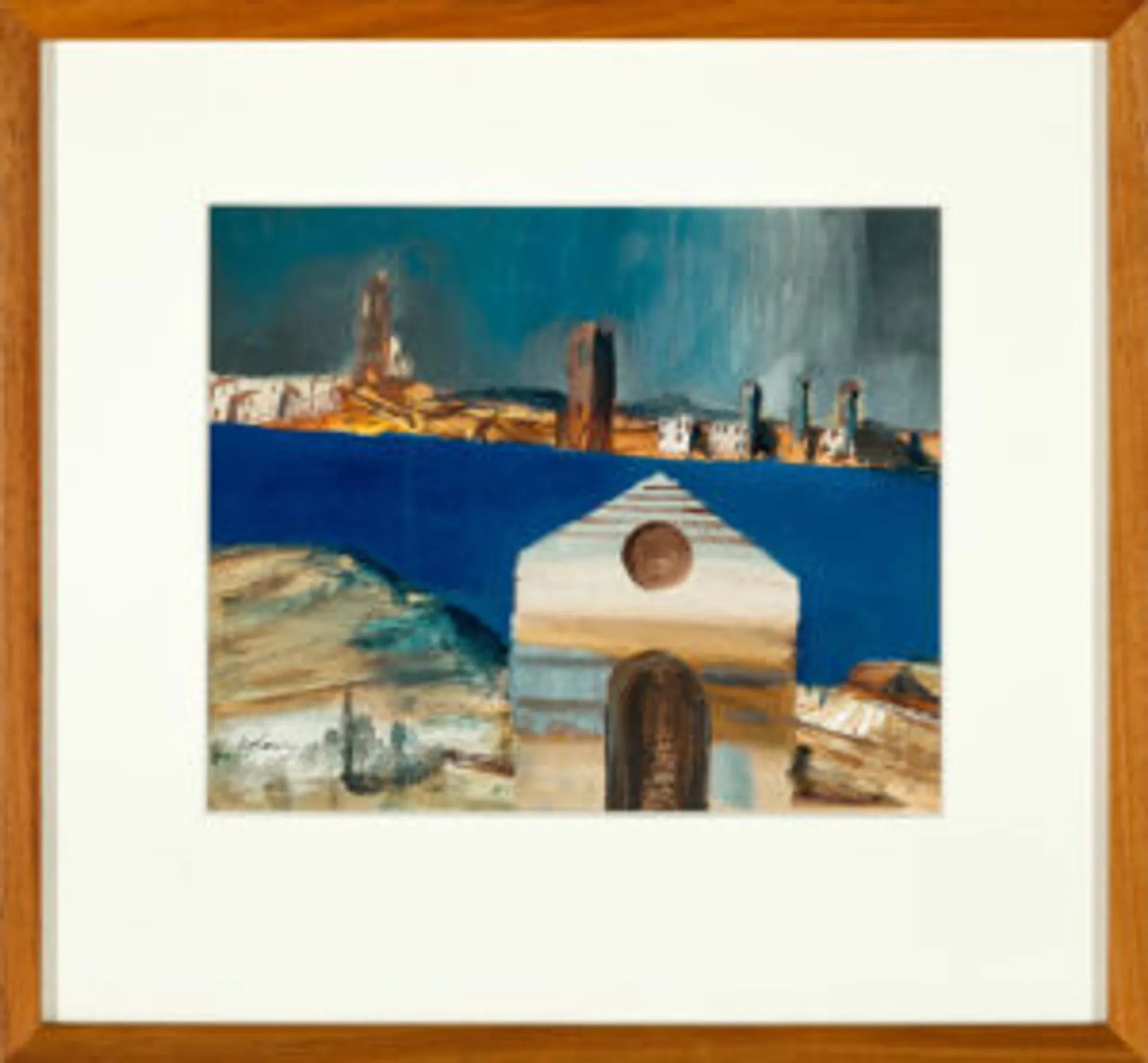 Church with harbour background