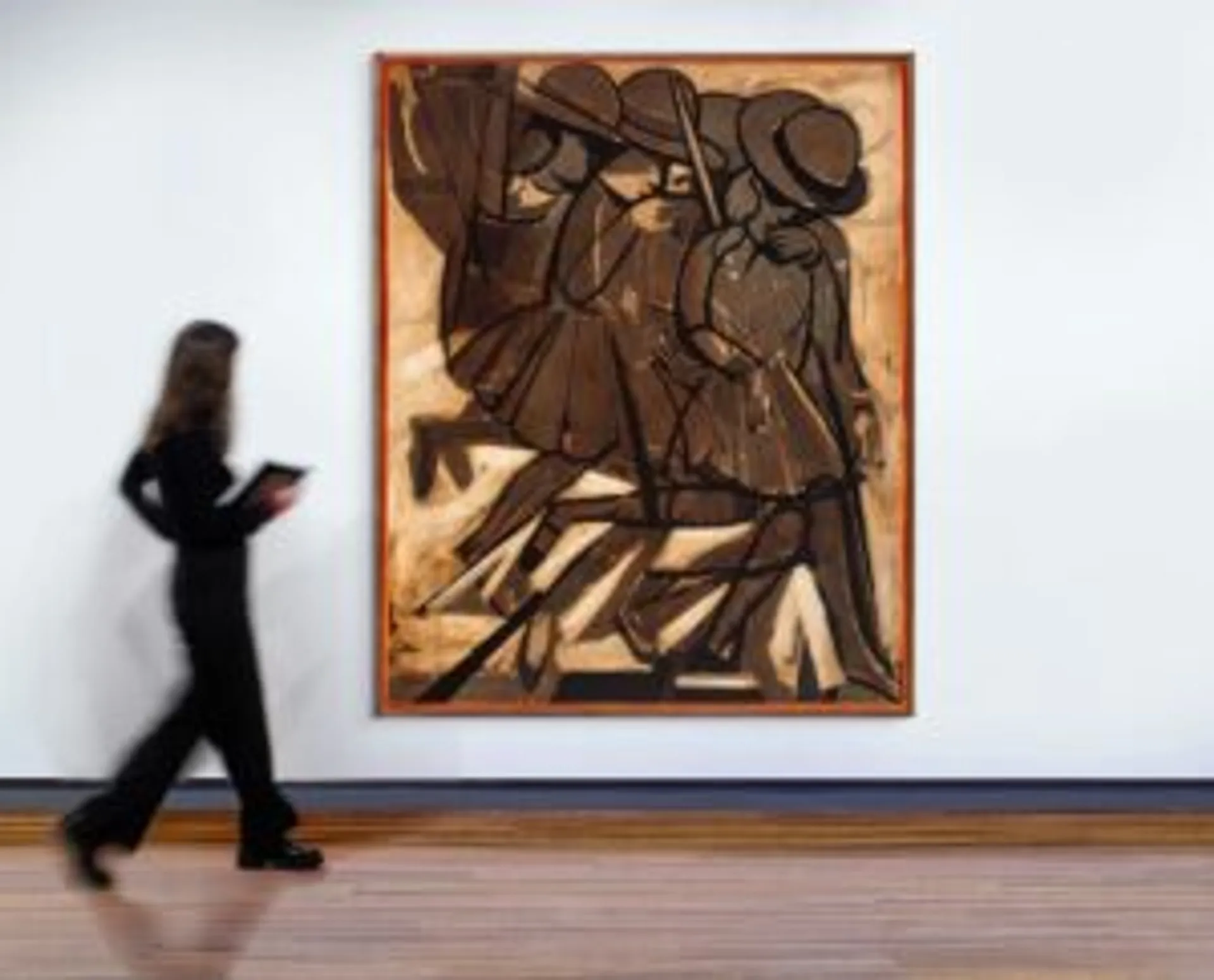 Schoolgirls descending a staircase