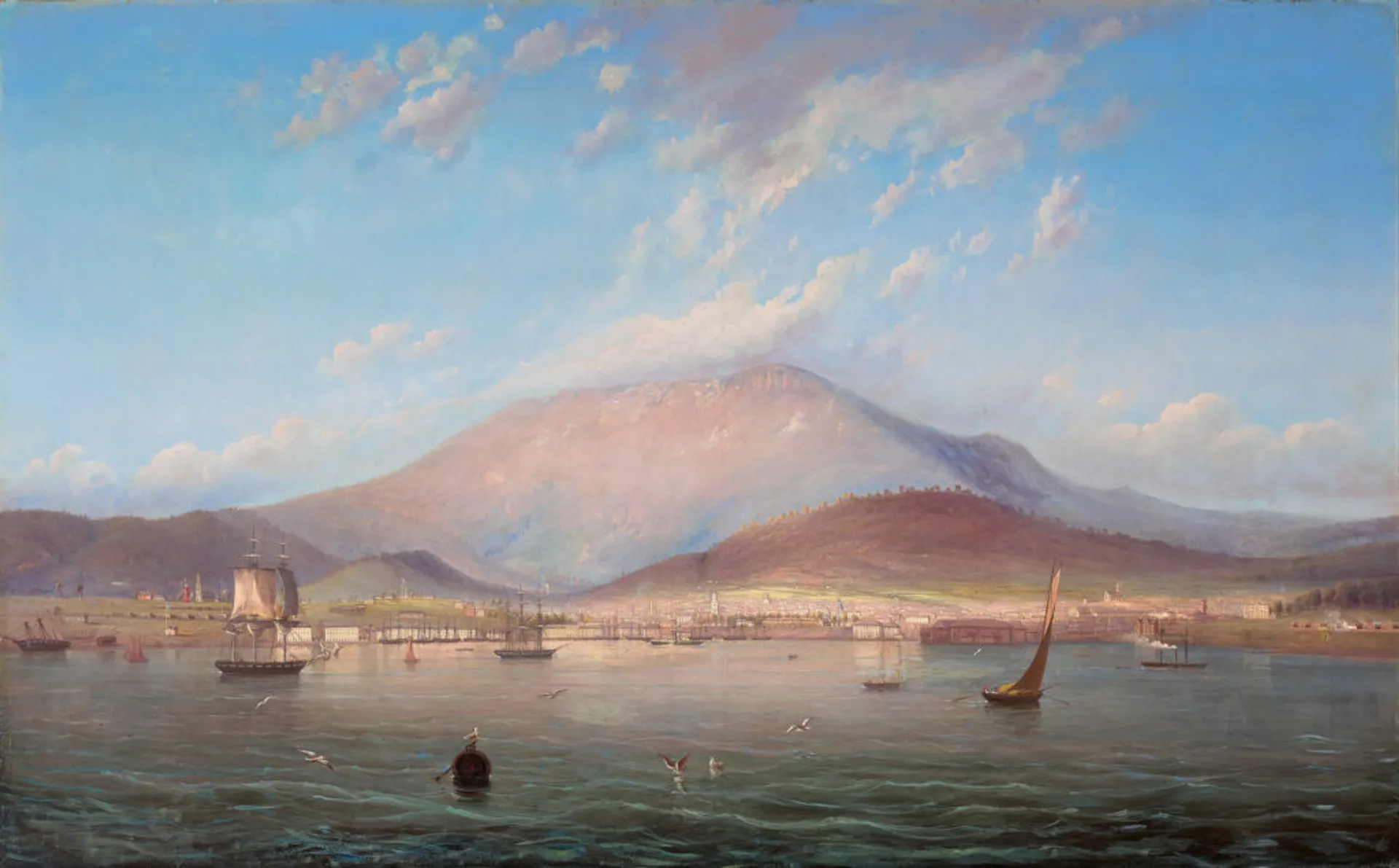 The city of Hobart Town with Mount Wellington beyond