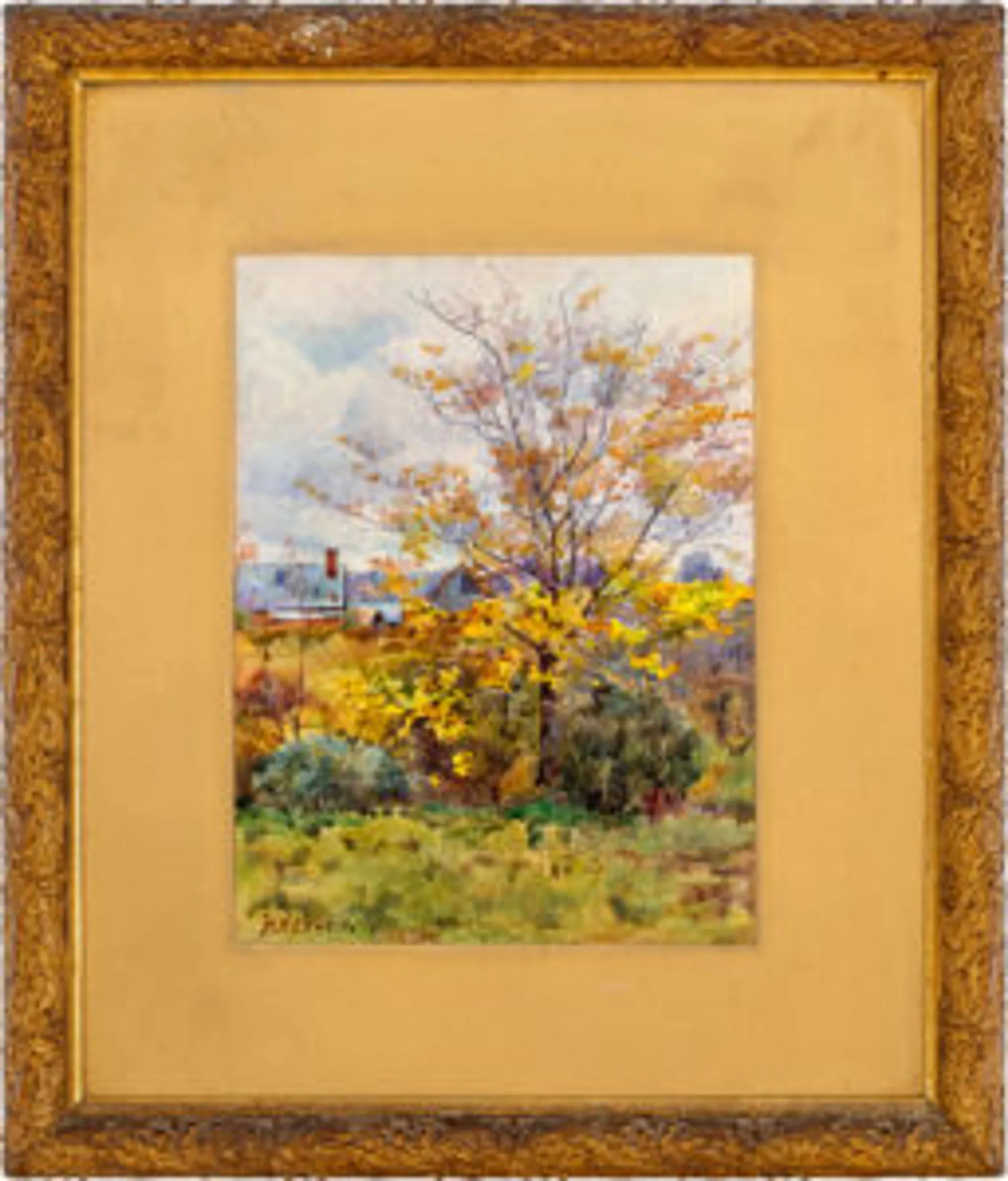 Autumn landscape with house