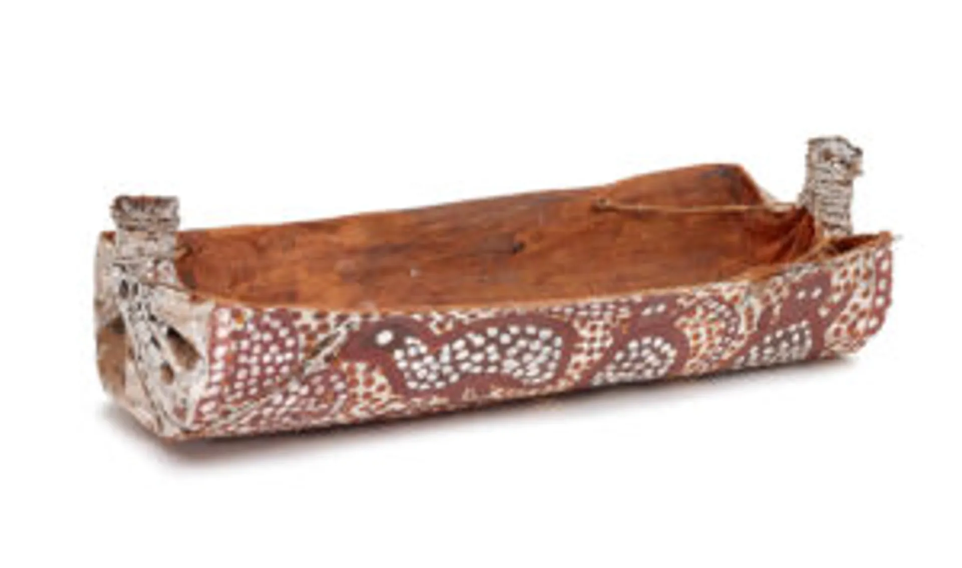 BARK CARRYING VESSEL WITH WANDJINA FIGURES