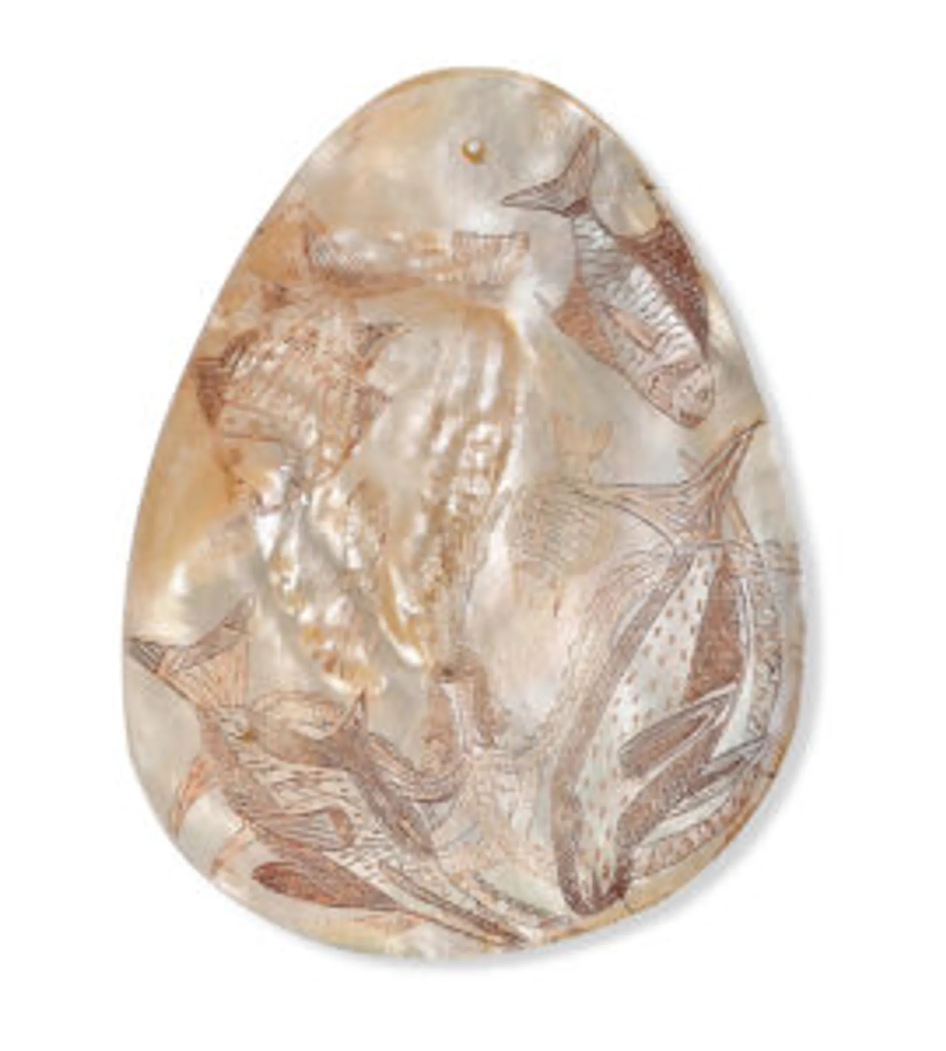 A pair of Western Australian pearl shell pendants (Riji and Jakoli)