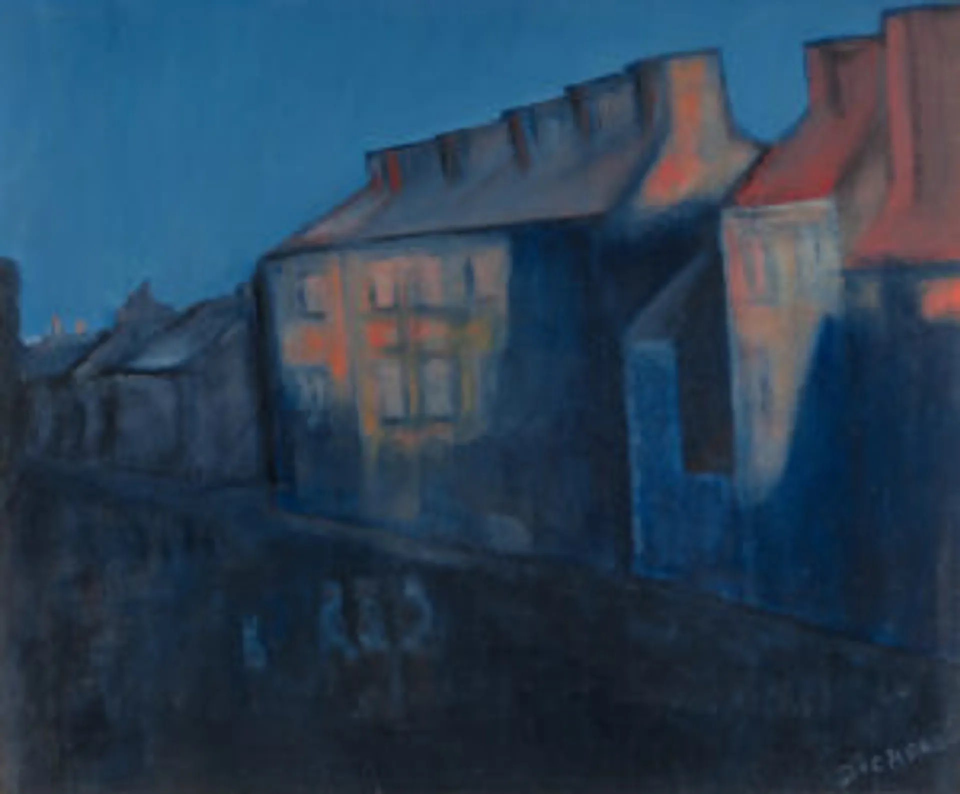 Figures in the street at night