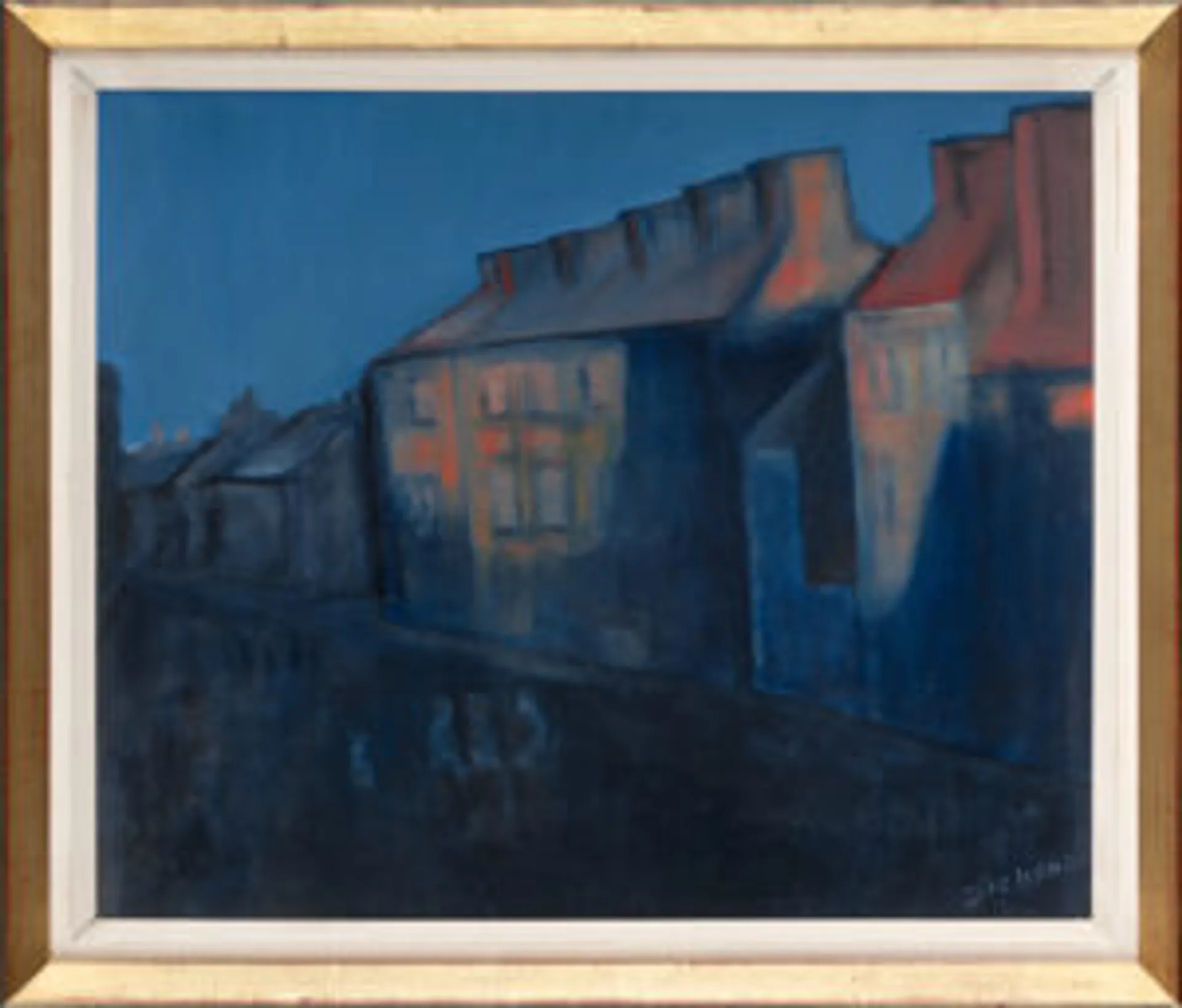Figures in the street at night