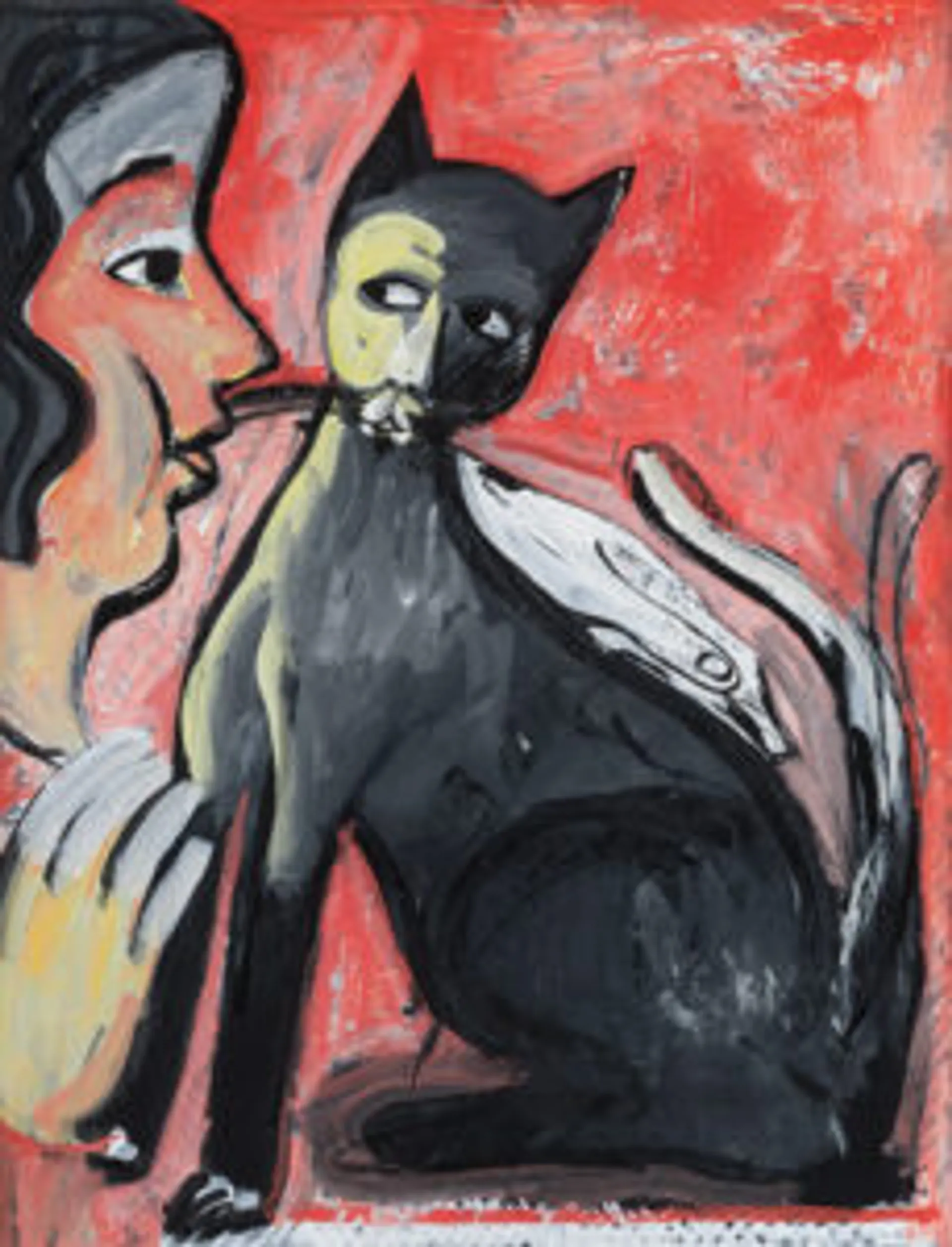 Girl with black cat