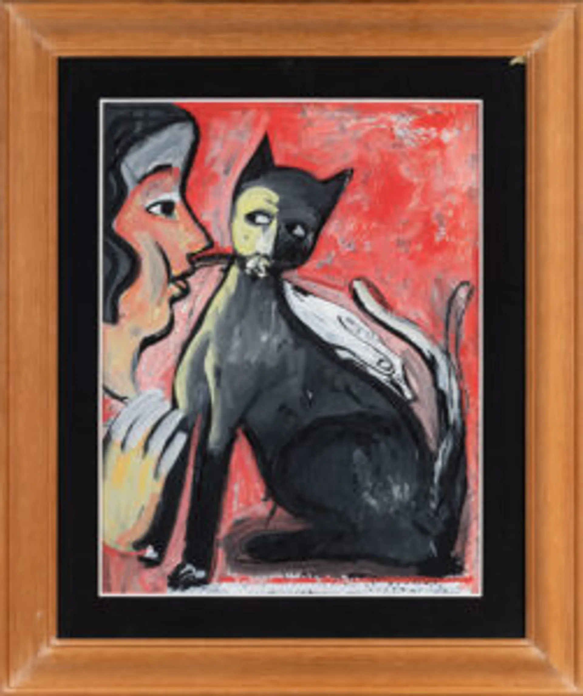 Girl with black cat