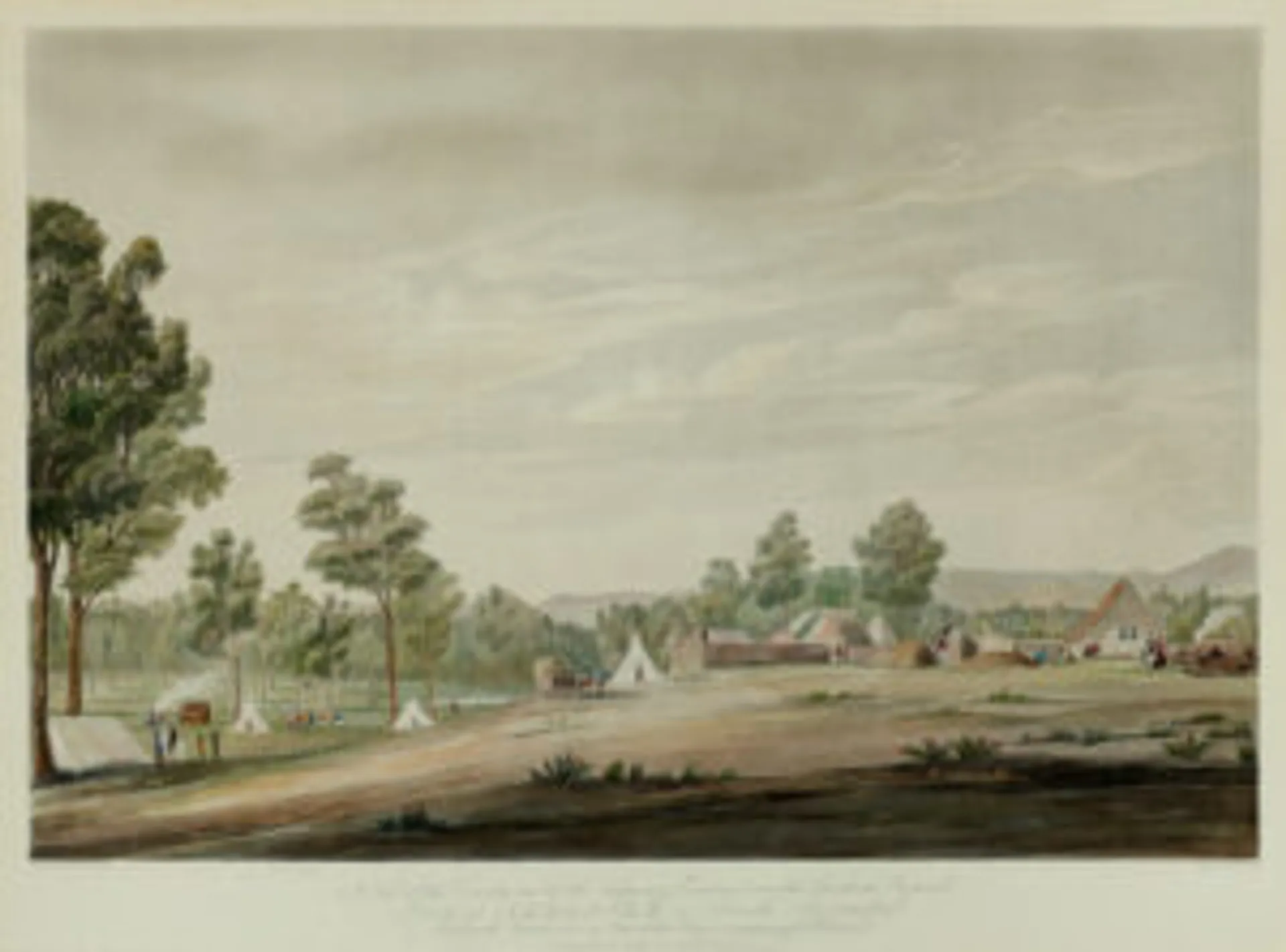 A VIEW OF THE COUNTRY AND THE TEMPORARY ERECTIONS NEAR THE SITE