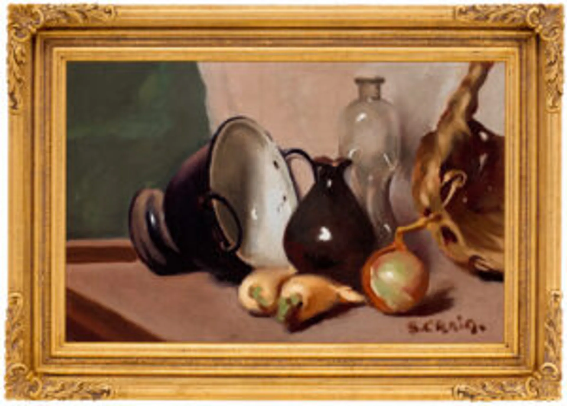 STILL LIFE WITH VASE, TURNIP AND VEGETABLES
