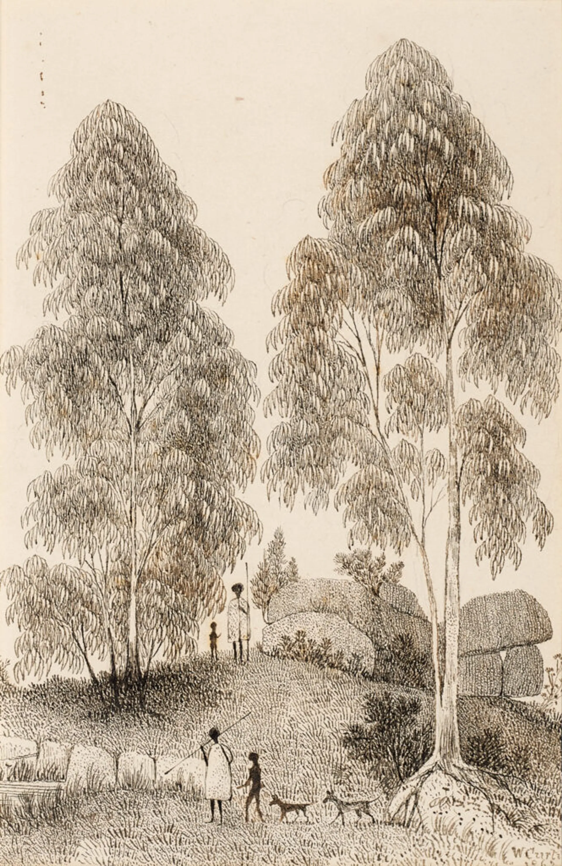 ABORIGINES IN A ROCKY LANDSCAPE