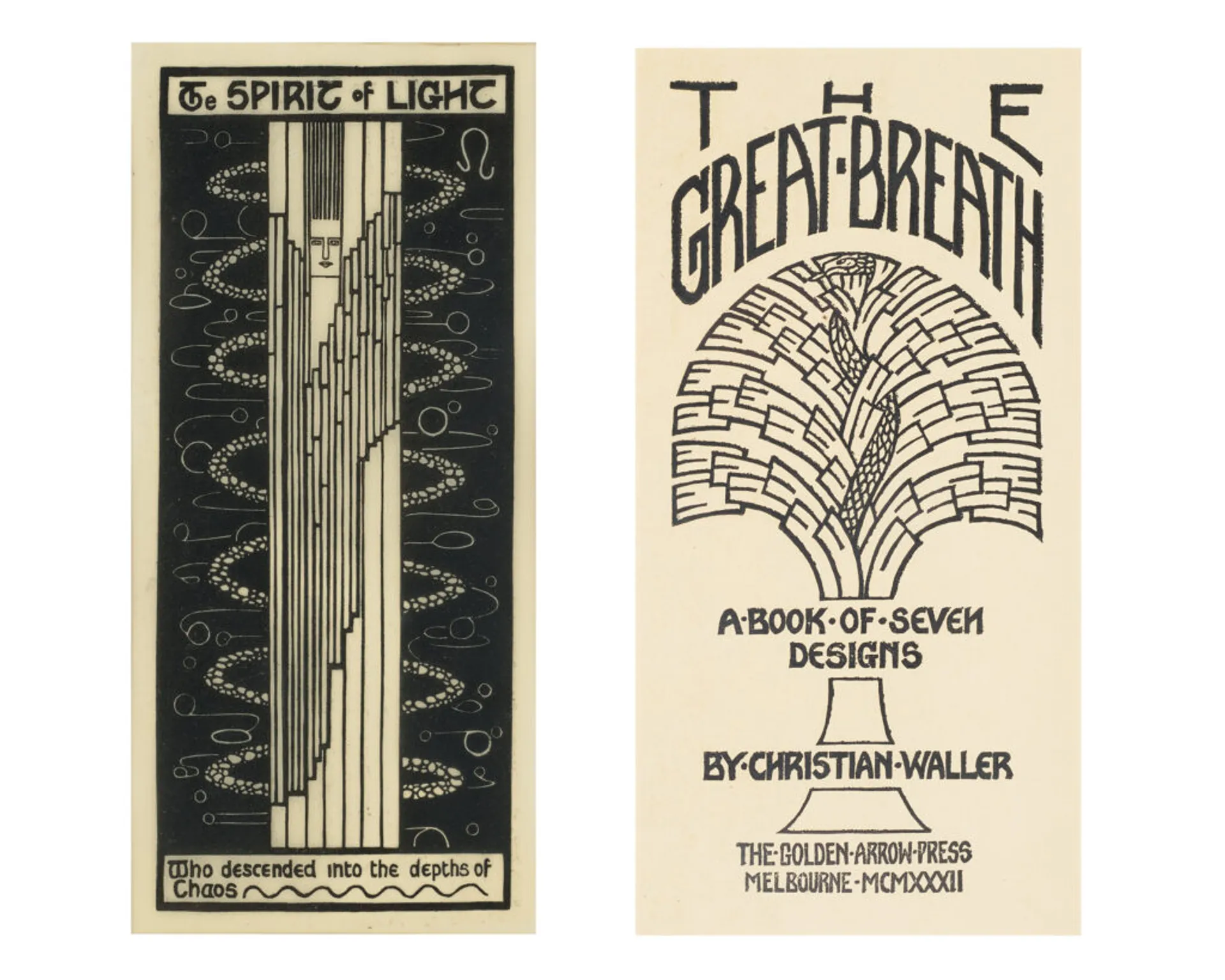 TWO LINOCUT PRINTS