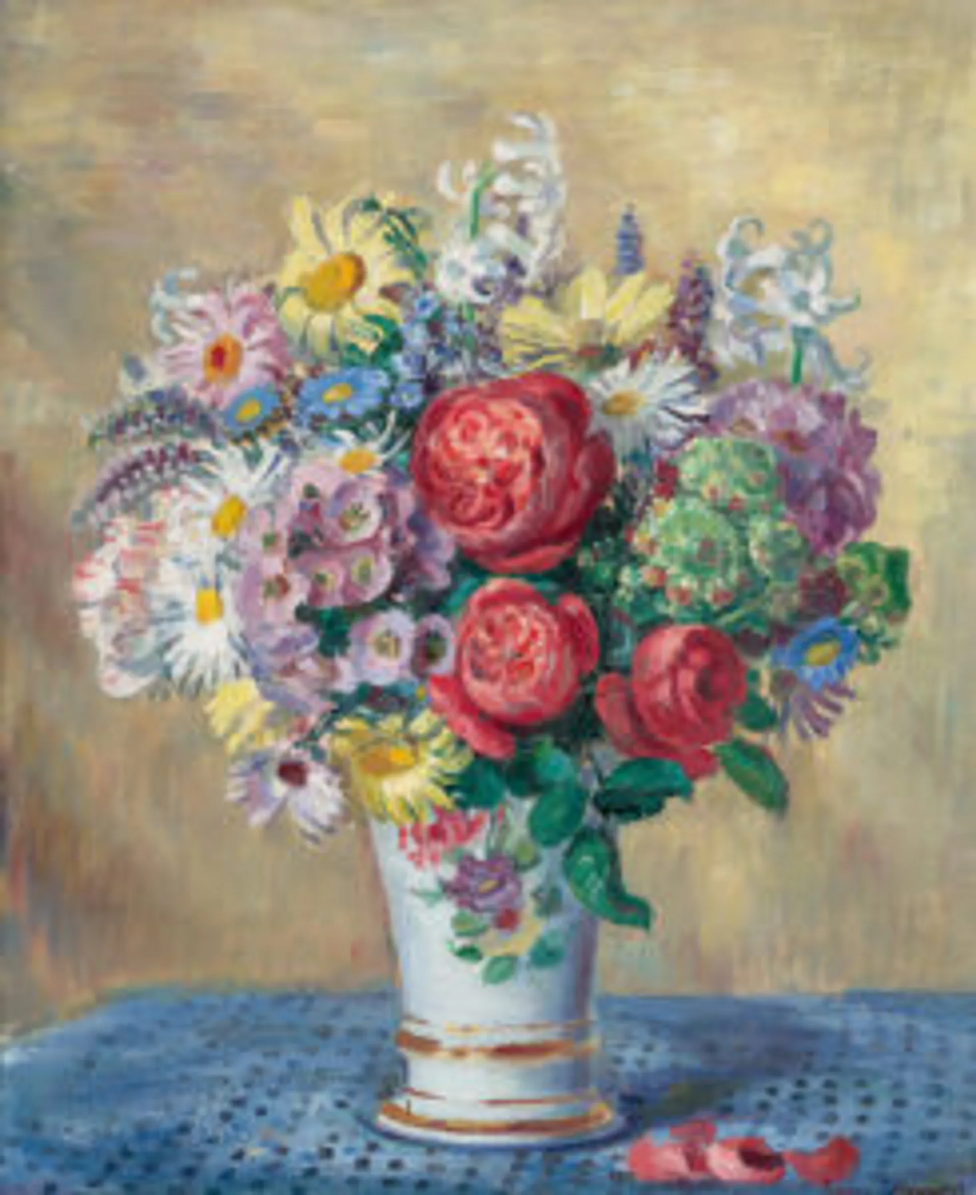 The blue tablecloth